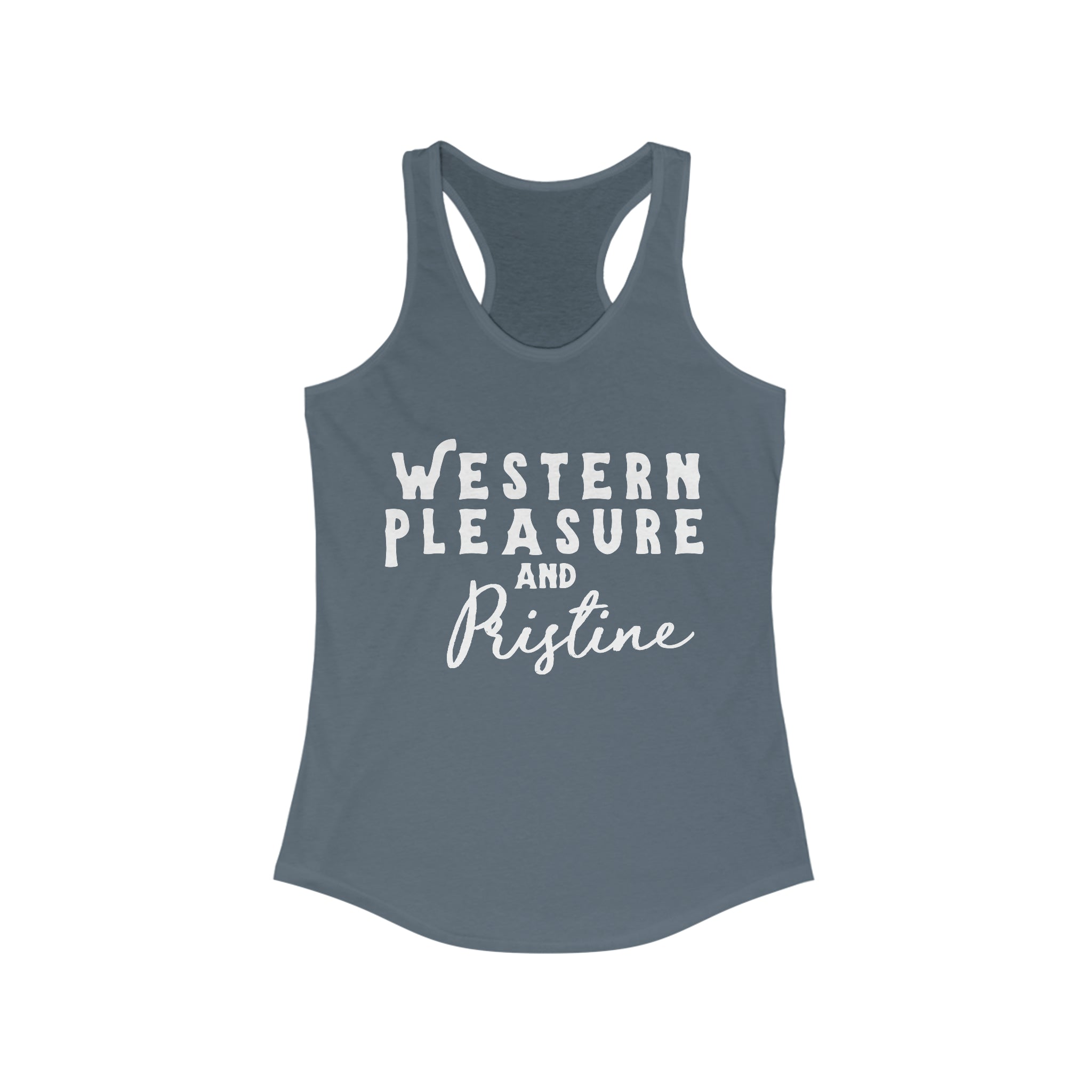 Western Pleasure & Pristine Racerback Tank Horse Riding Discipline Tee Printify XS Solid Indigo