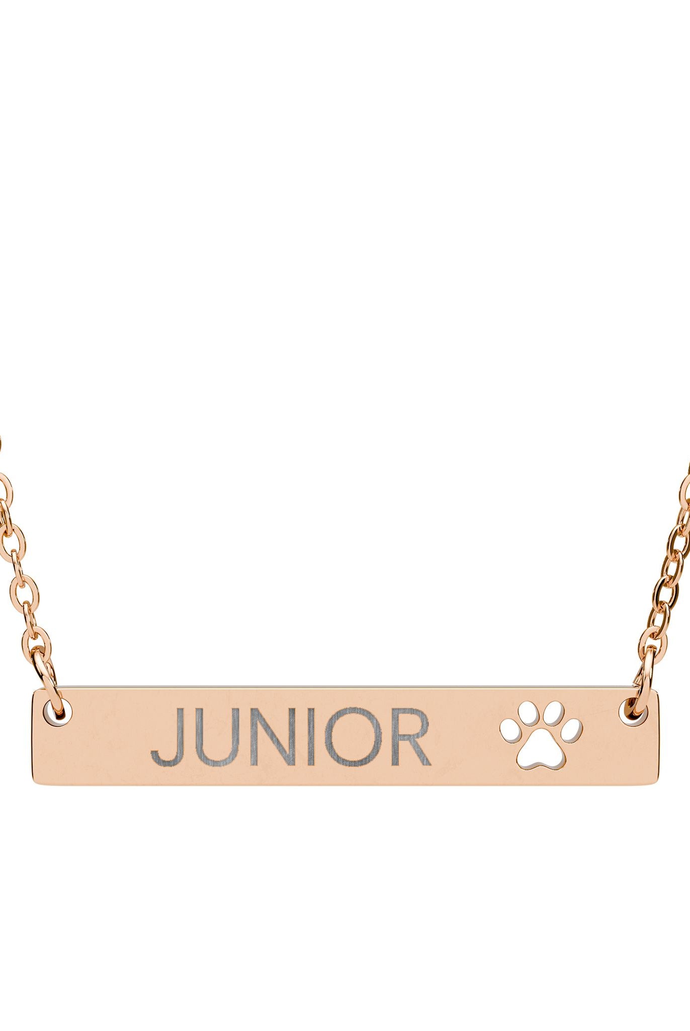 Personalized Dog Name Paw Print Bar Necklace Accessories The Cinchy Cowgirl - Print One Size 18K Rose Gold PVD coating