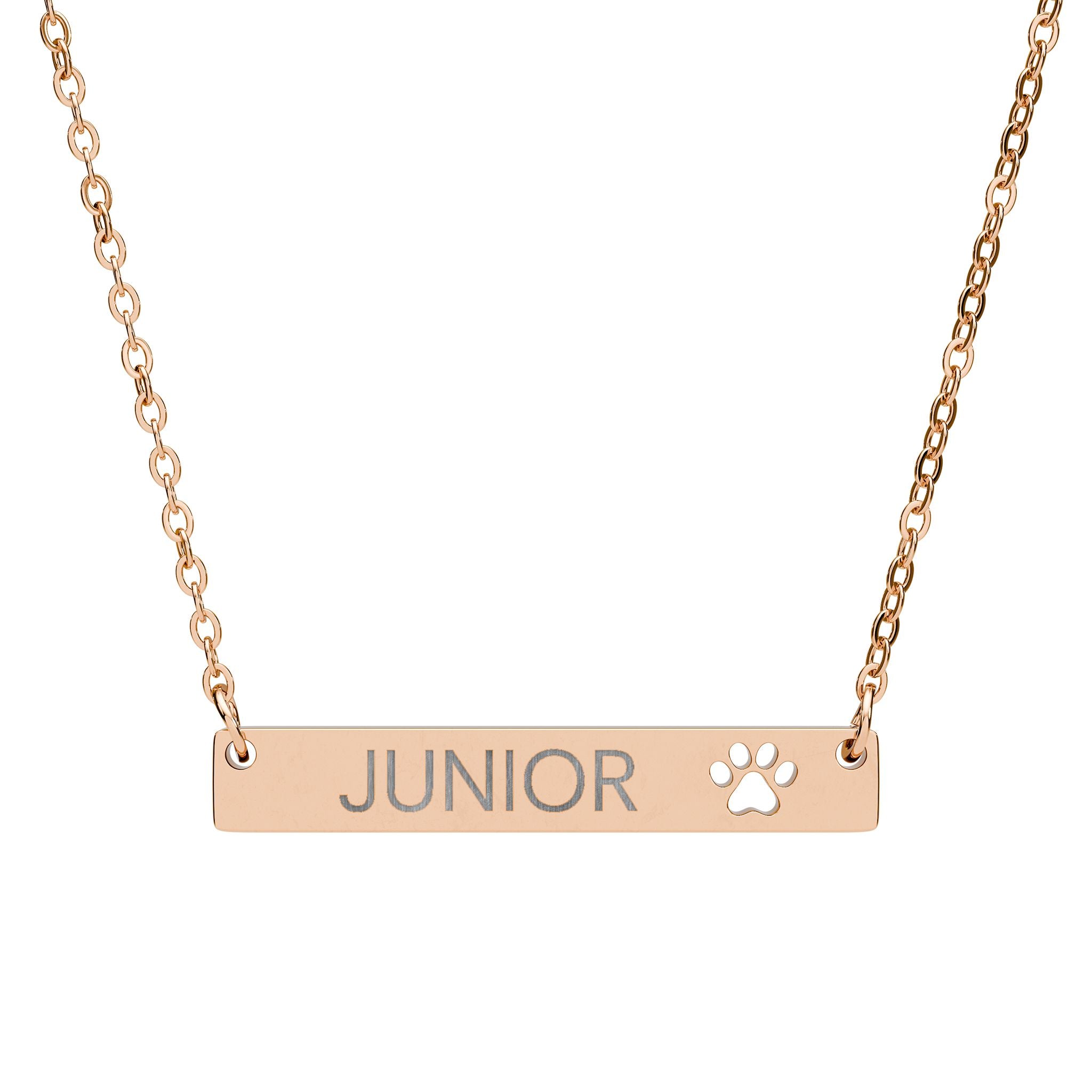 Personalized Dog Name Paw Print Bar Necklace Accessories The Cinchy Cowgirl - Print One Size 18K Rose Gold PVD coating