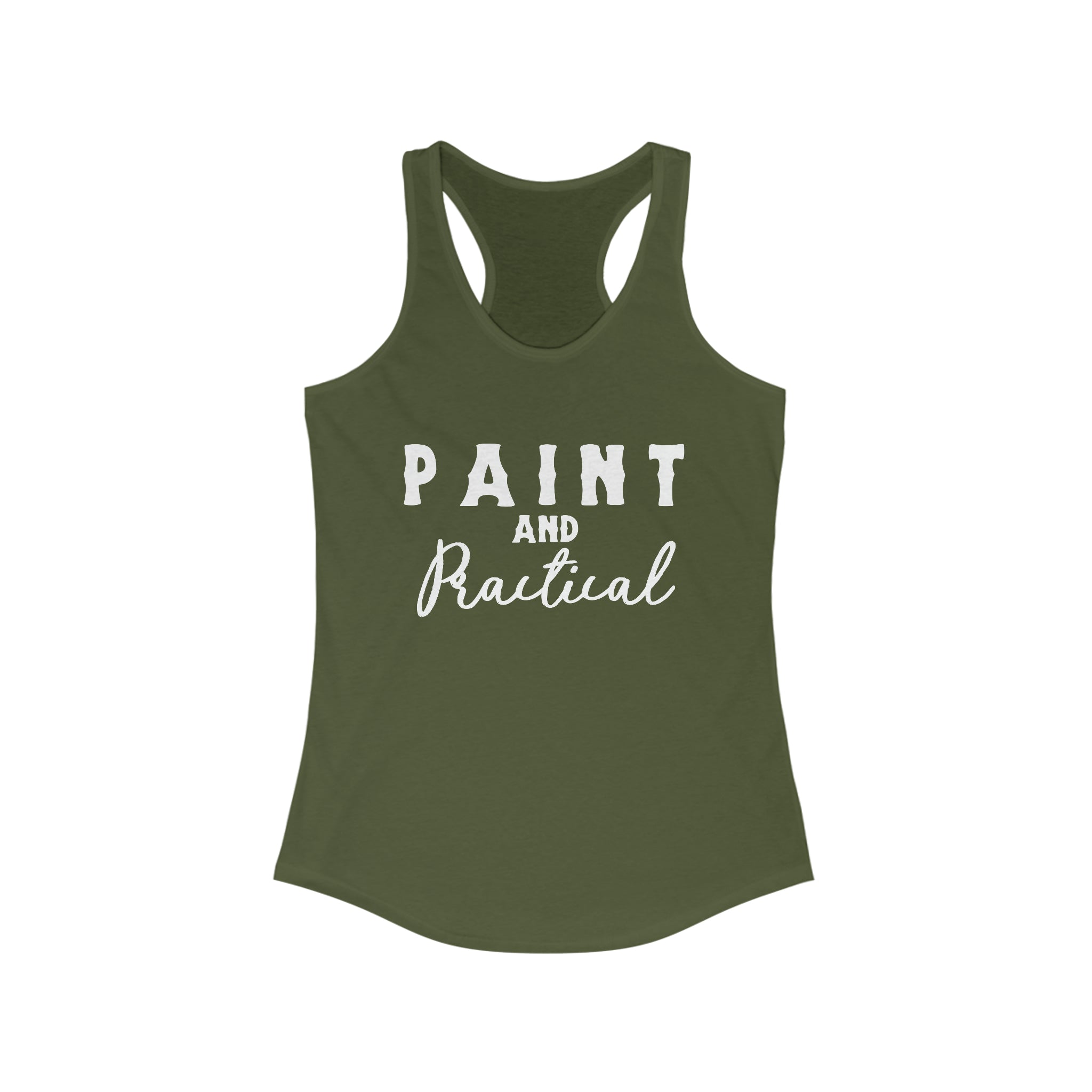 Paint & Practical Racerback Tank Horse Color Shirts Printify XS Solid Military Green