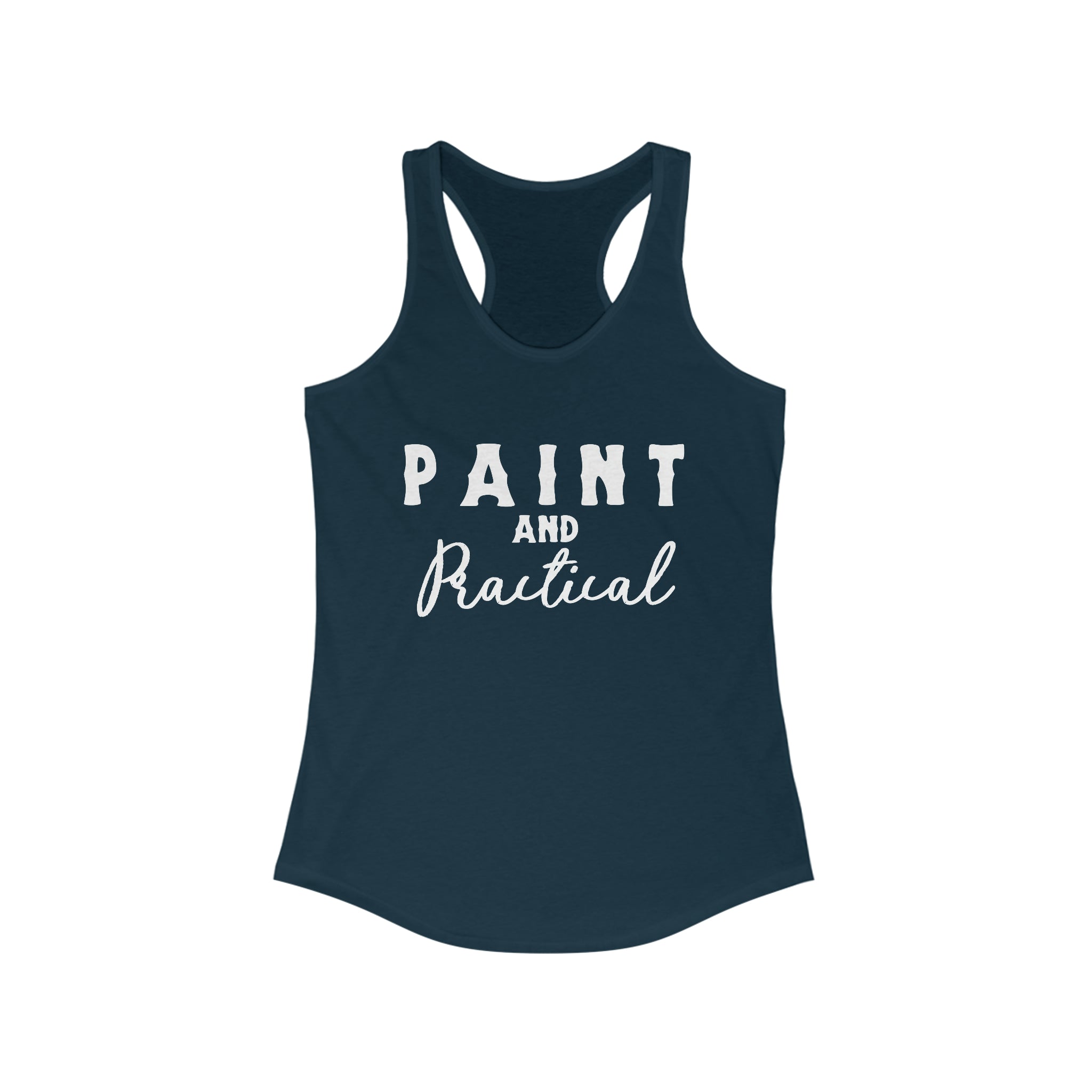 Paint & Practical Racerback Tank Horse Color Shirts Printify XS Solid Midnight Navy