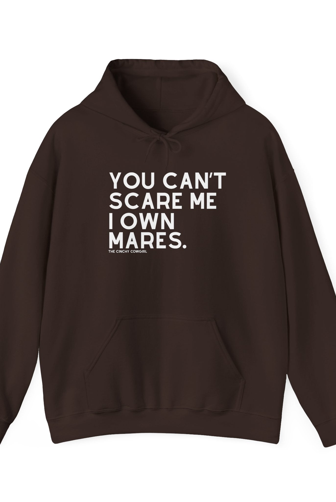You Can't Scare Me I Own Mares Hoodie Hoodie The Cinchy Cowgirl - Print Dark Chocolate S