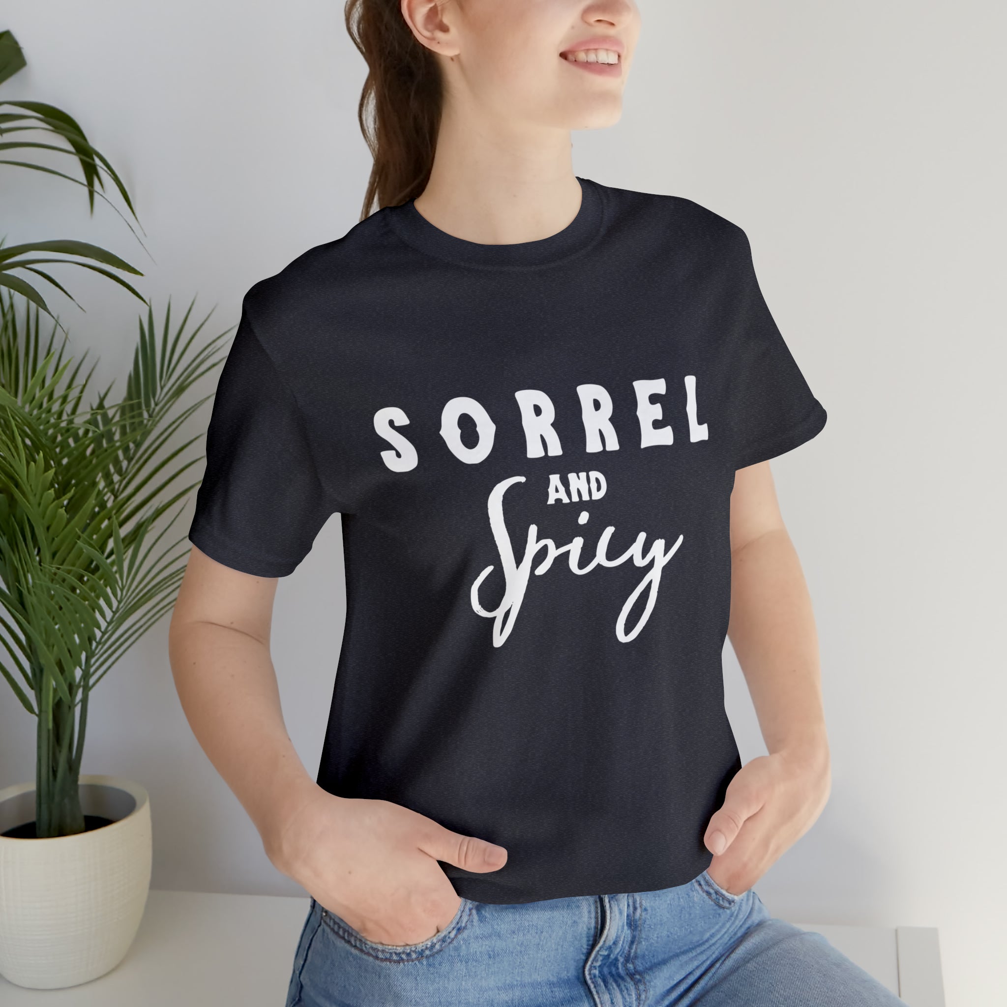 Sorrel & Spicy Short Sleeve Tee Horse Color Shirt Printify Heather Navy XS