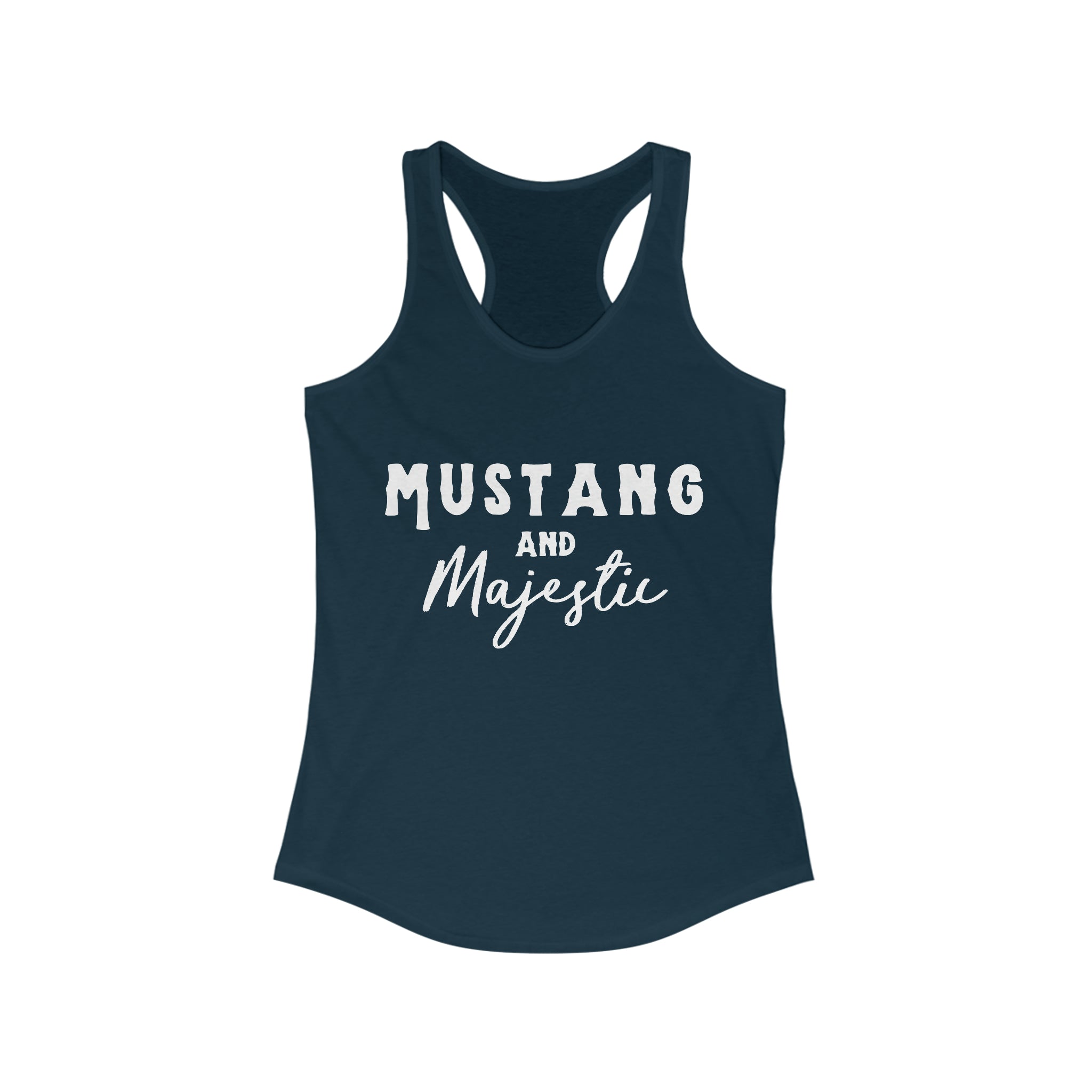 Mustang & Majestic Racerback Tank Horse Color Shirts Printify XS Solid Midnight Navy