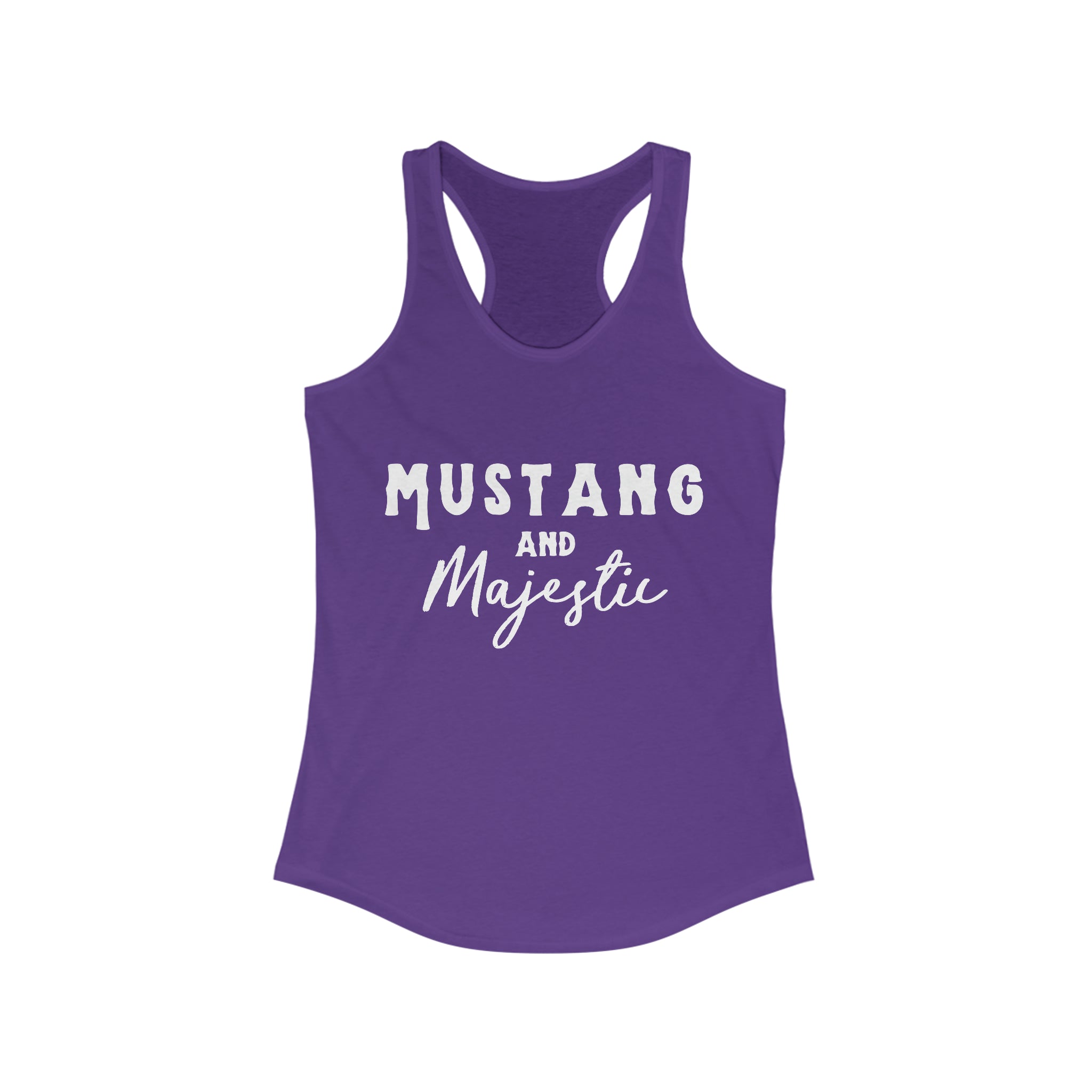 Mustang & Majestic Racerback Tank Horse Color Shirts Printify XS Solid Purple Rush