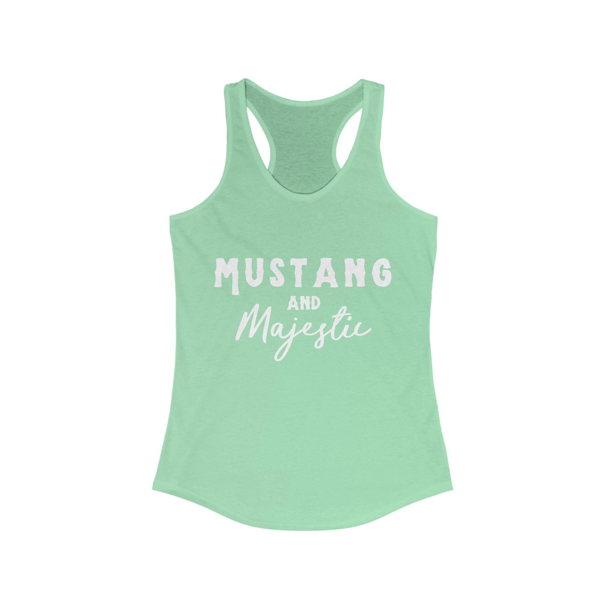 Mustang & Majestic Racerback Tank Horse Color Shirts Printify XS Solid Mint