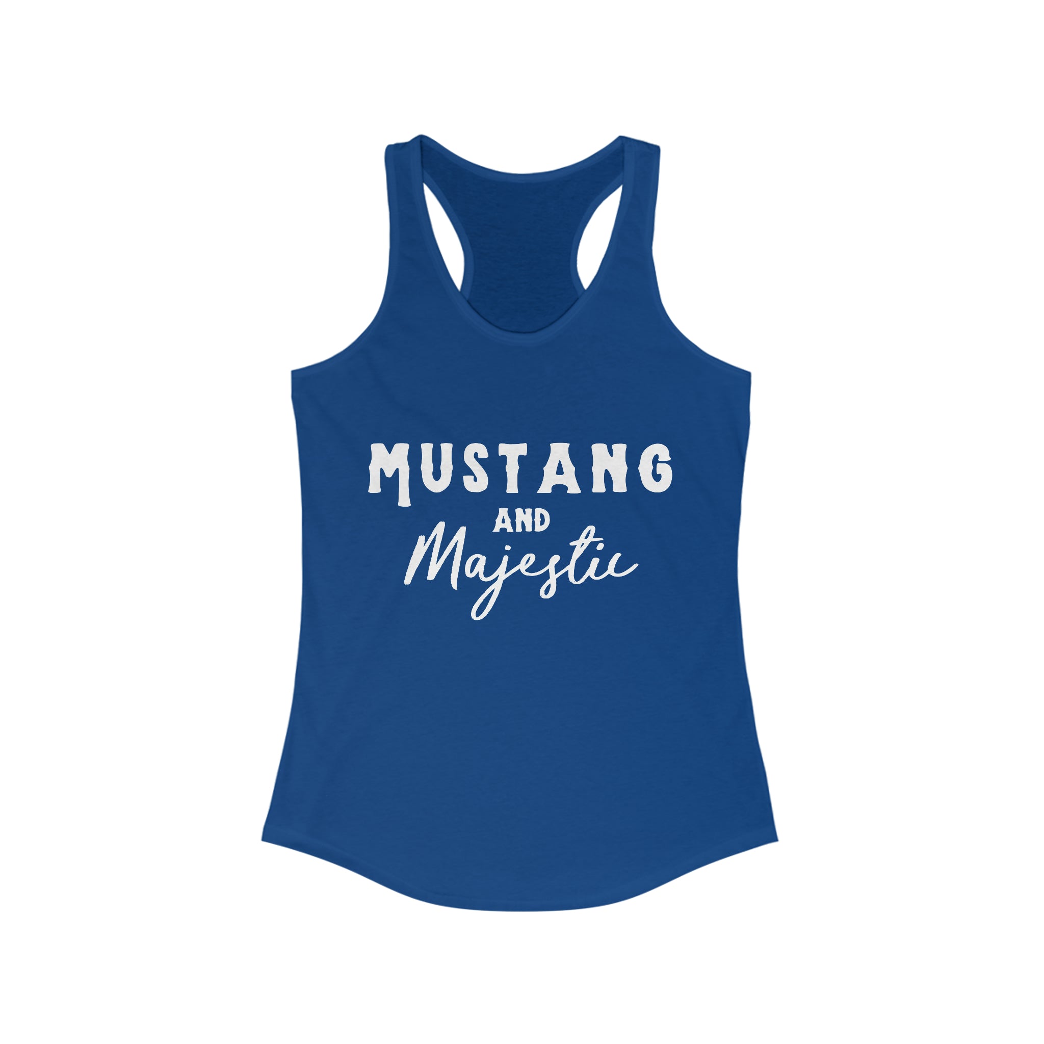 Mustang & Majestic Racerback Tank Horse Color Shirts Printify XS Solid Royal