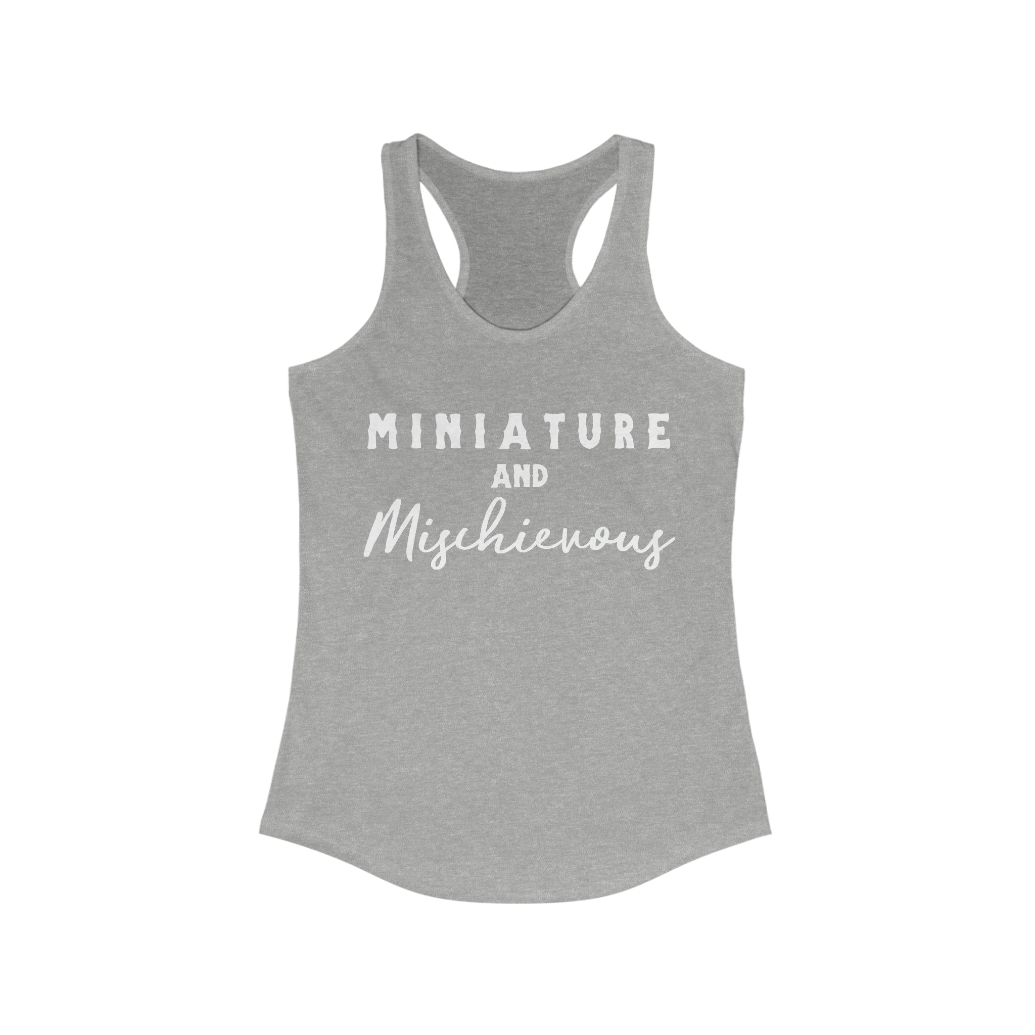Miniature & Mischievous Racerback Tank Horse Color Shirts Printify XS Heather Grey