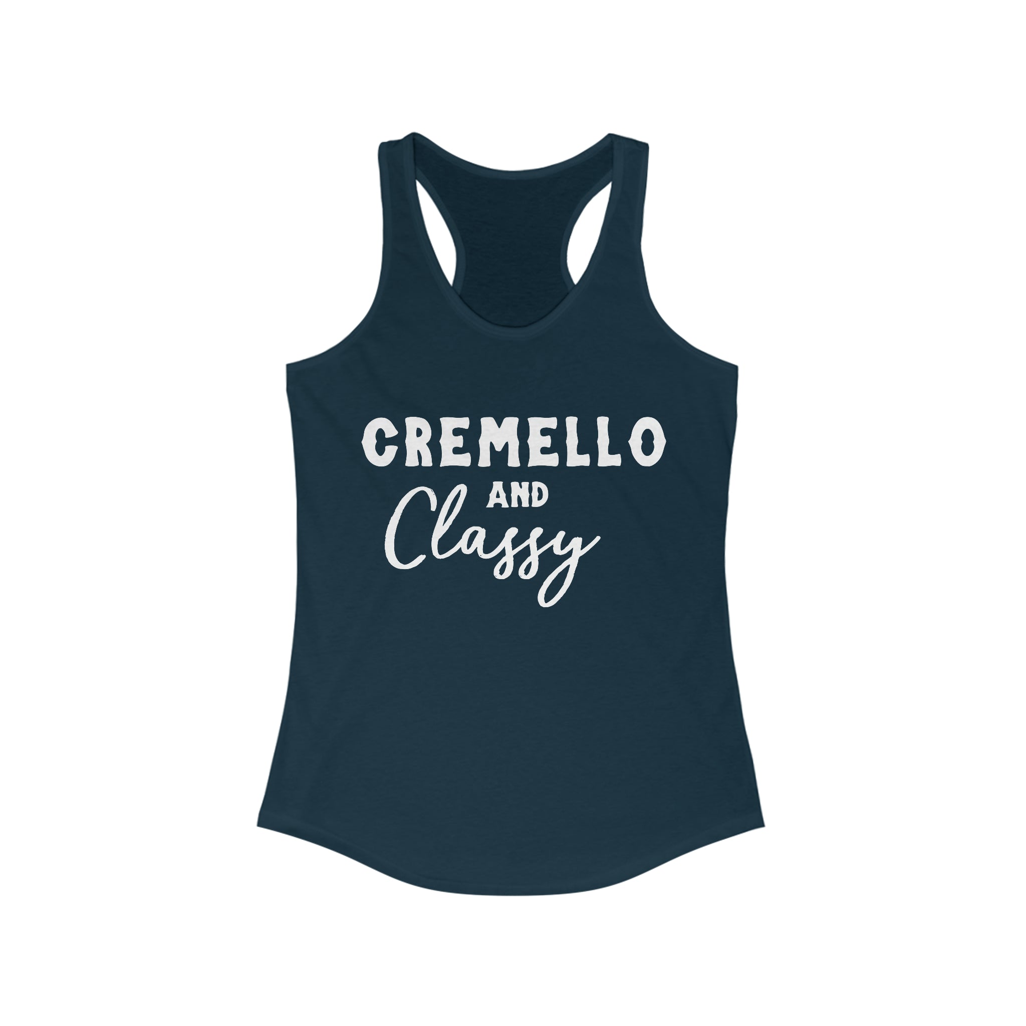 Cremello & Classy Racerback Tank Horse Color Shirts Printify XS Solid Midnight Navy