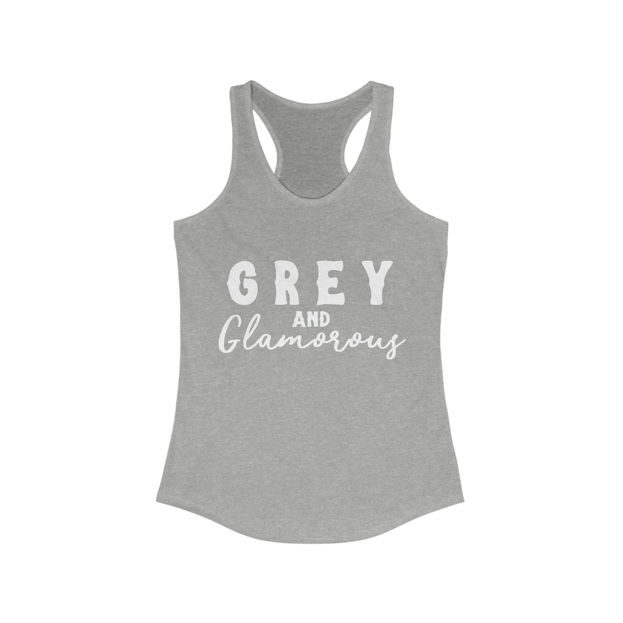 Grey & Glamorous Racerback Tank Horse Color Shirts Printify XS Heather Grey