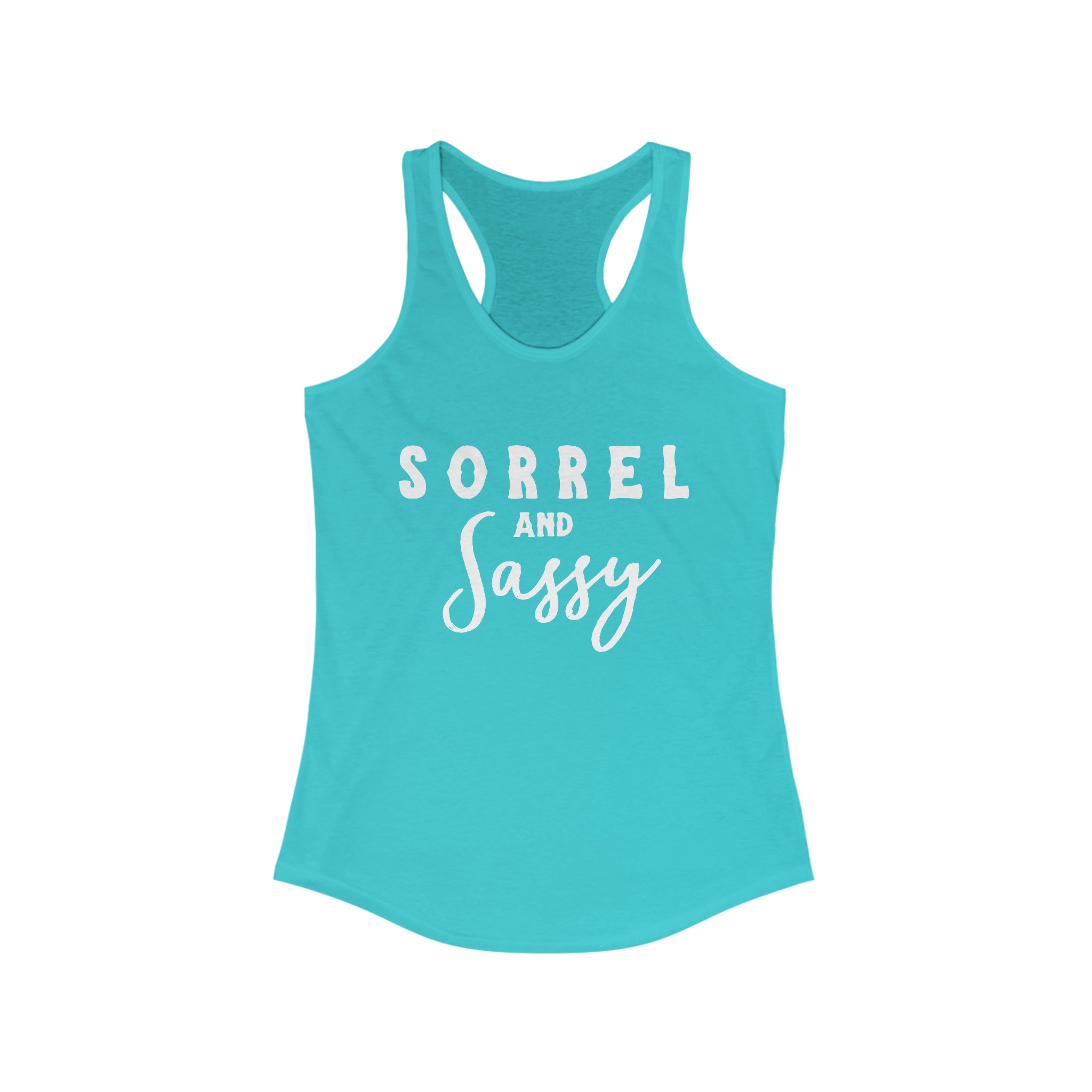 Sorrel & Sassy Racerback Tank Horse Color Shirts Printify XS Solid Tahiti Blue