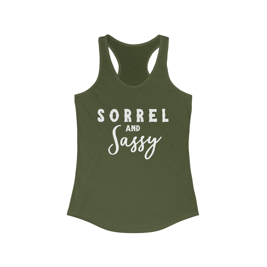 Sorrel & Sassy Racerback Tank Horse Color Shirts Printify S Solid Military Green 