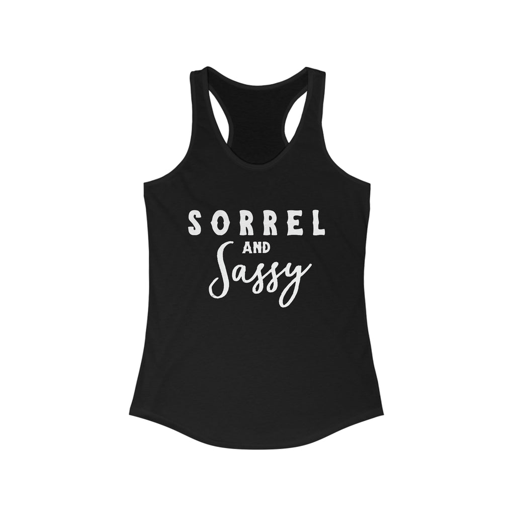 Sorrel & Sassy Racerback Tank Horse Color Shirts Printify S Solid Black 