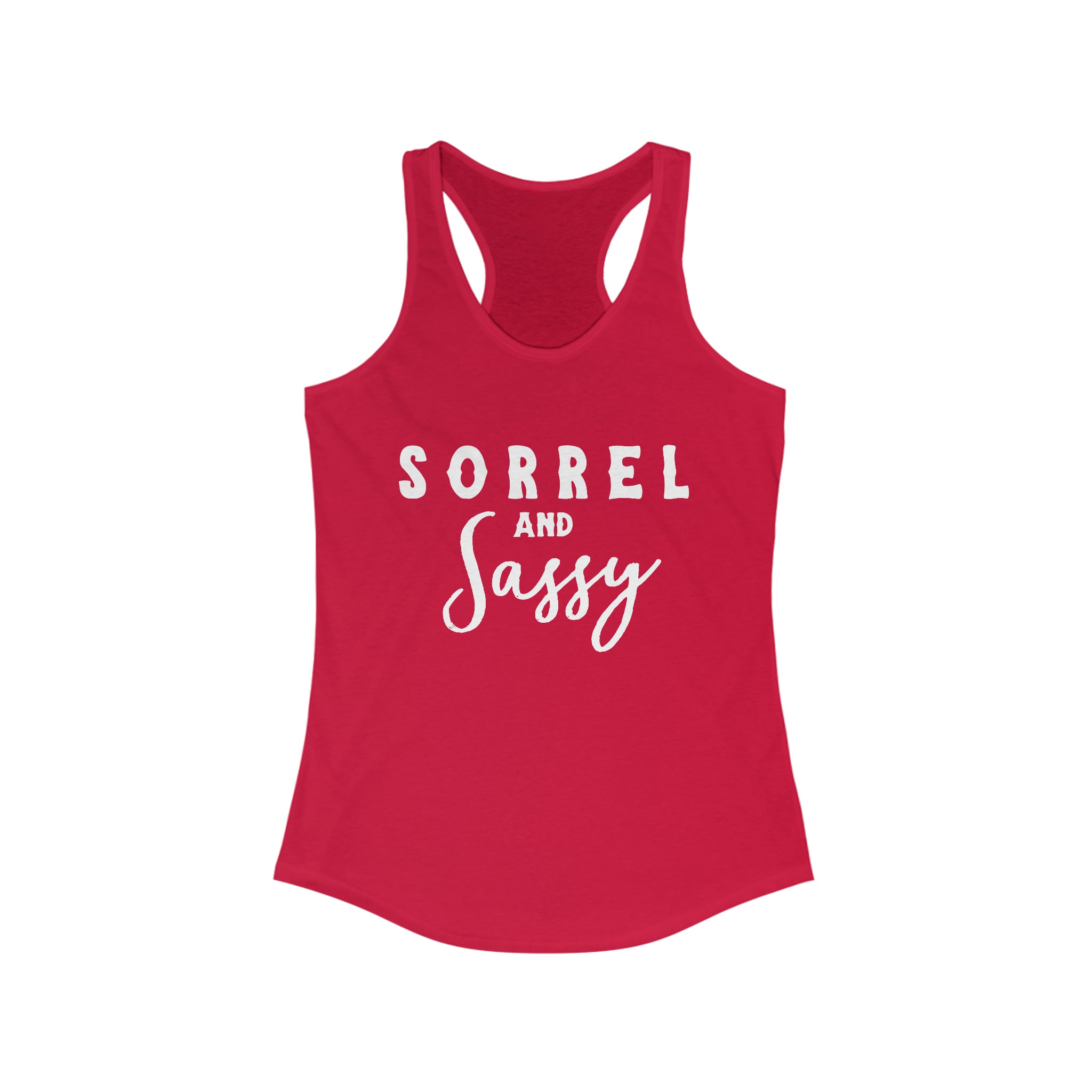 Sorrel & Sassy Racerback Tank Horse Color Shirts Printify XS Solid Red