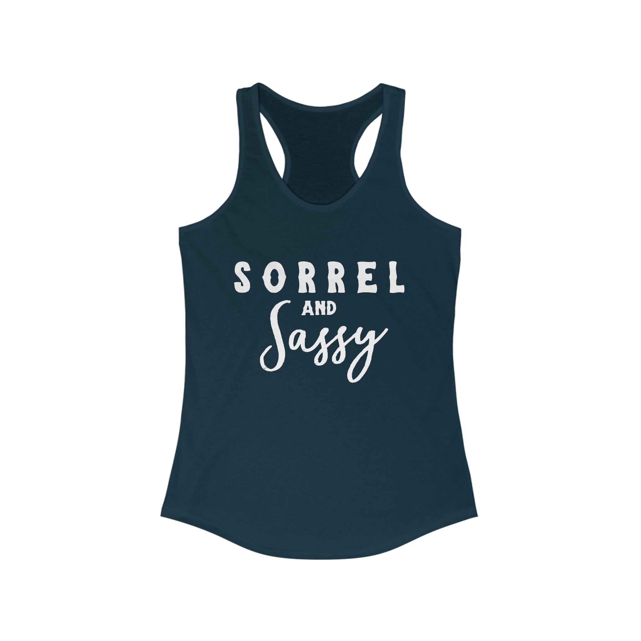 Sorrel & Sassy Racerback Tank Horse Color Shirts Printify XS Solid Midnight Navy