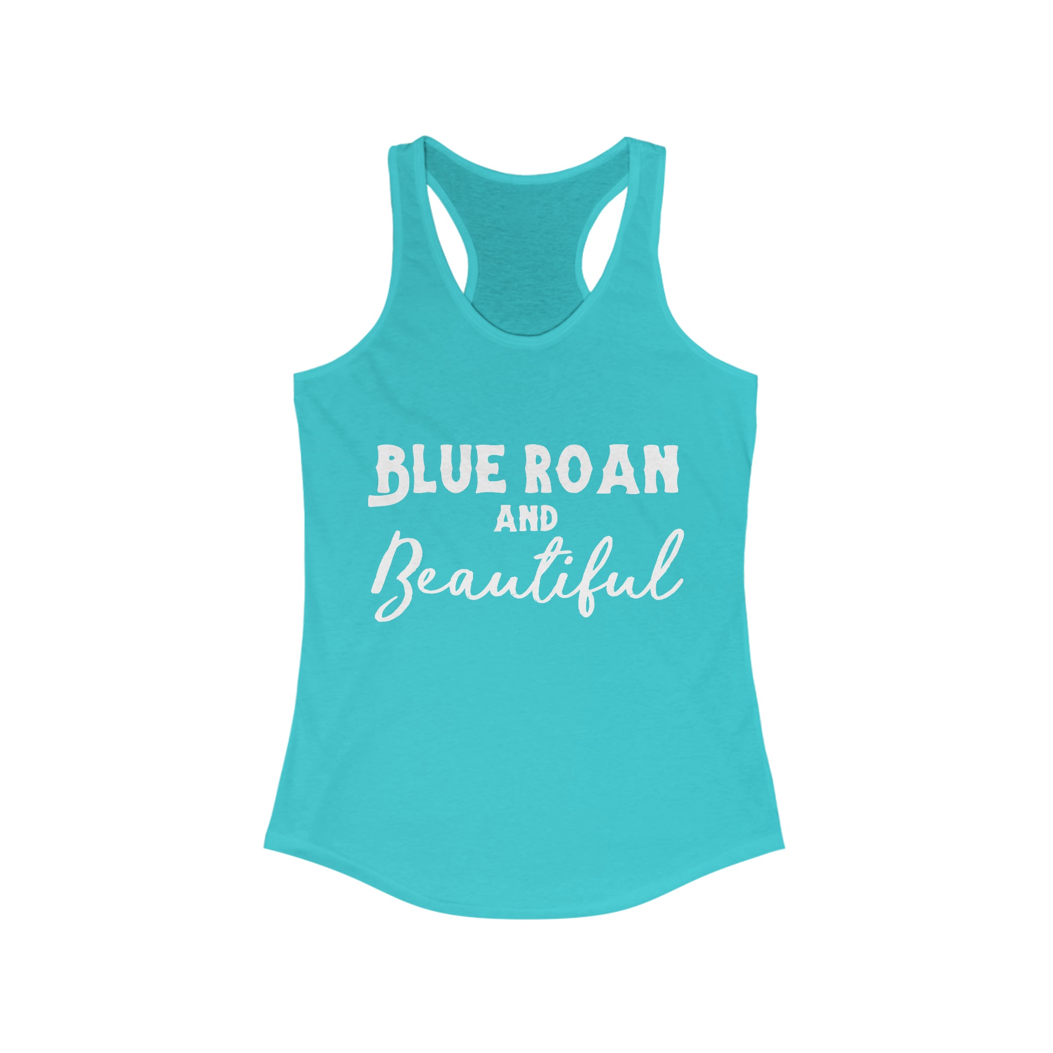 Blue Roan & Beautiful Racerback Tank Horse Color Shirts Printify XS Solid Tahiti Blue