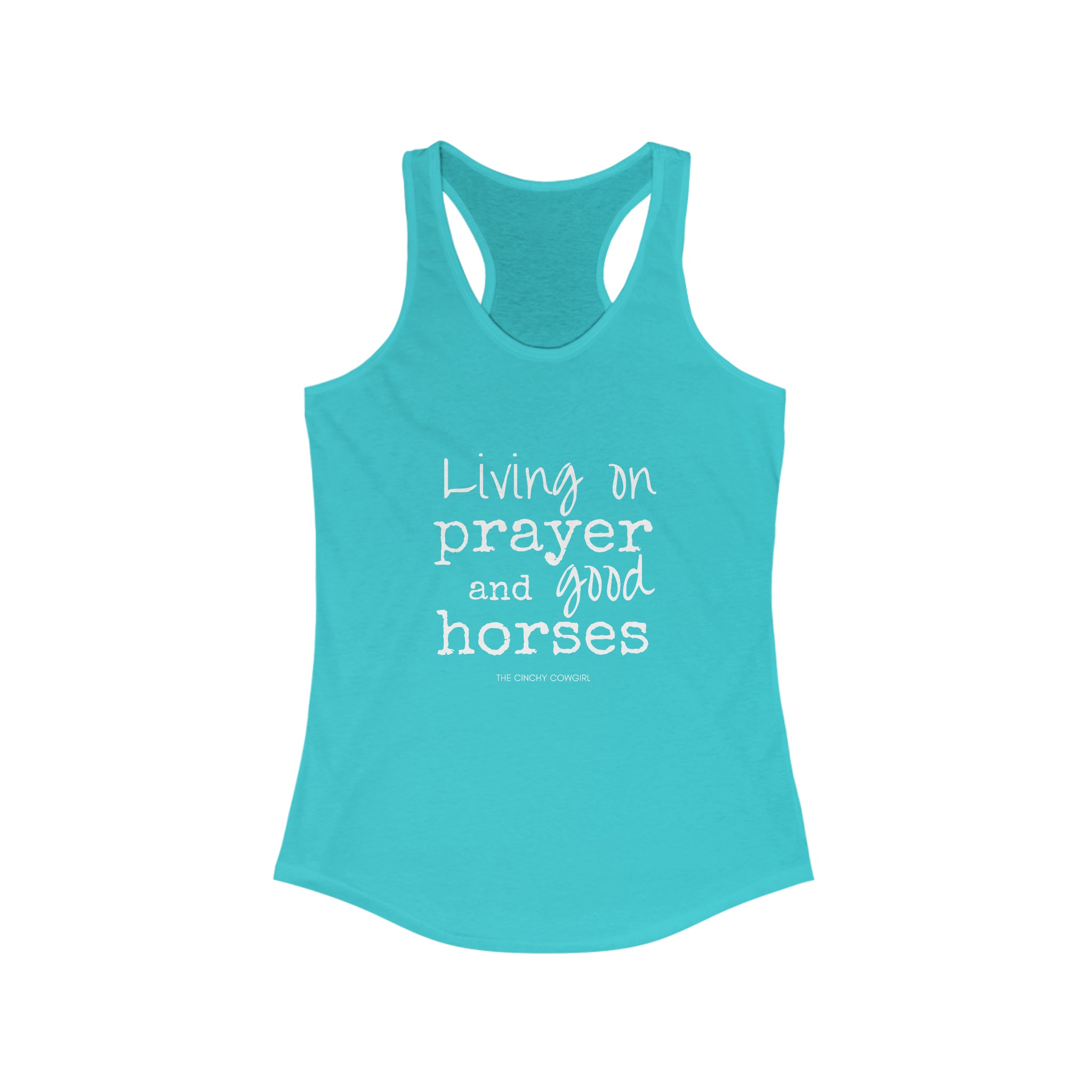 Living on a Prayer Racerback Tank tcc graphic tee Printify XS Solid Tahiti Blue