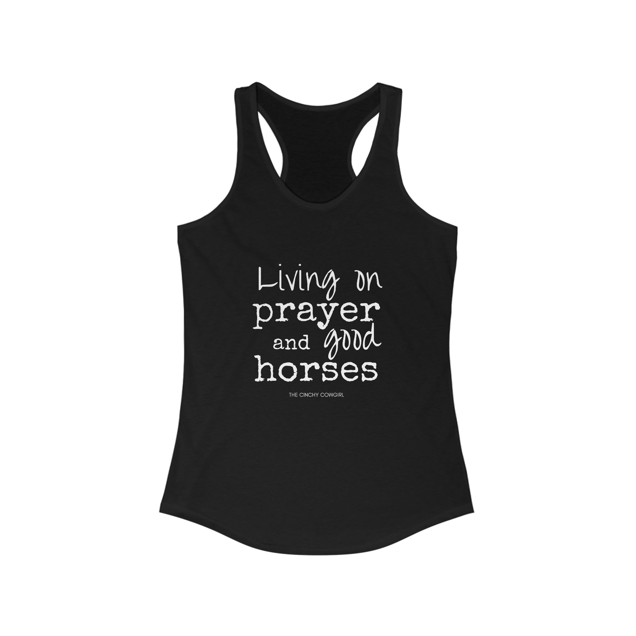 Living on a Prayer Racerback Tank tcc graphic tee Printify XS Solid Black