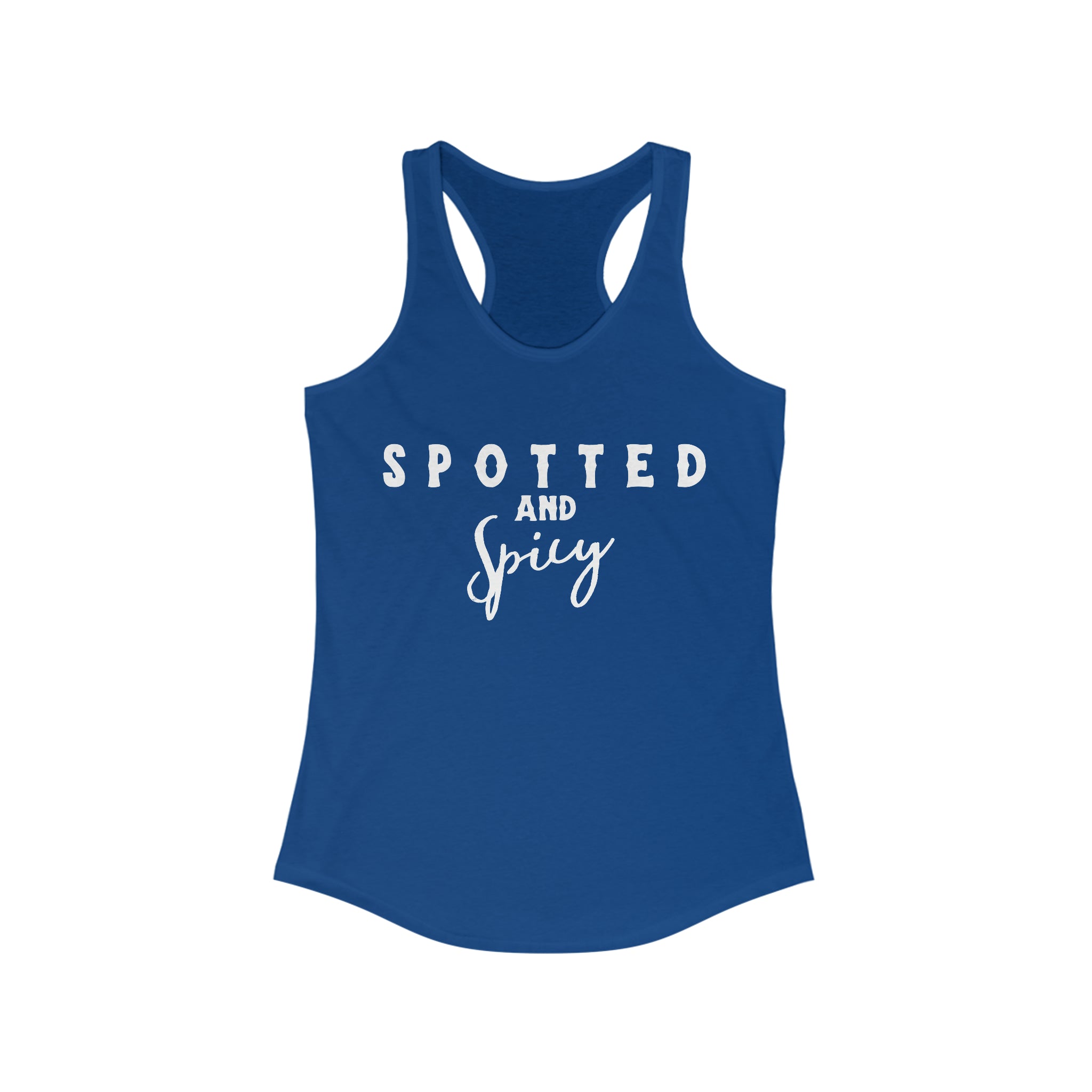 Spotted & Spicy Racerback Tank Horse Color Shirts Printify XS Solid Royal