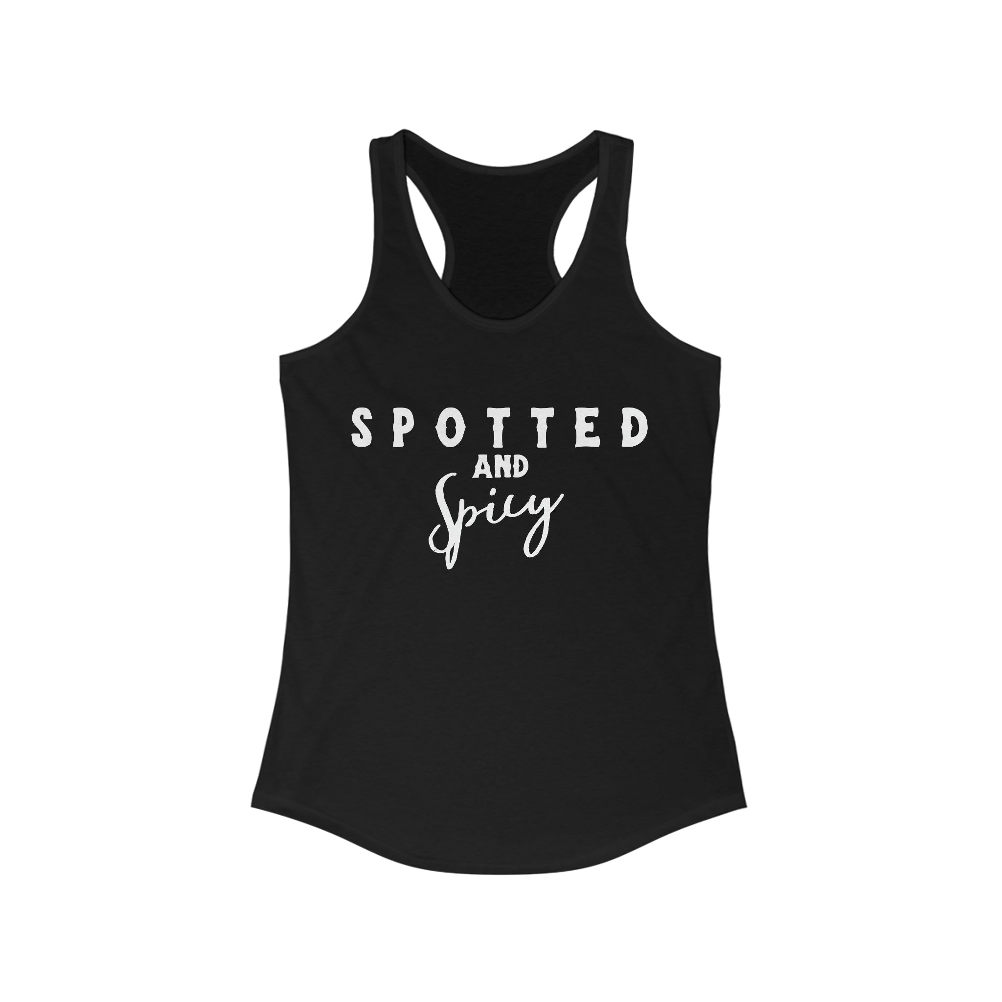 Spotted & Spicy Racerback Tank Horse Color Shirts Printify XS Solid Black