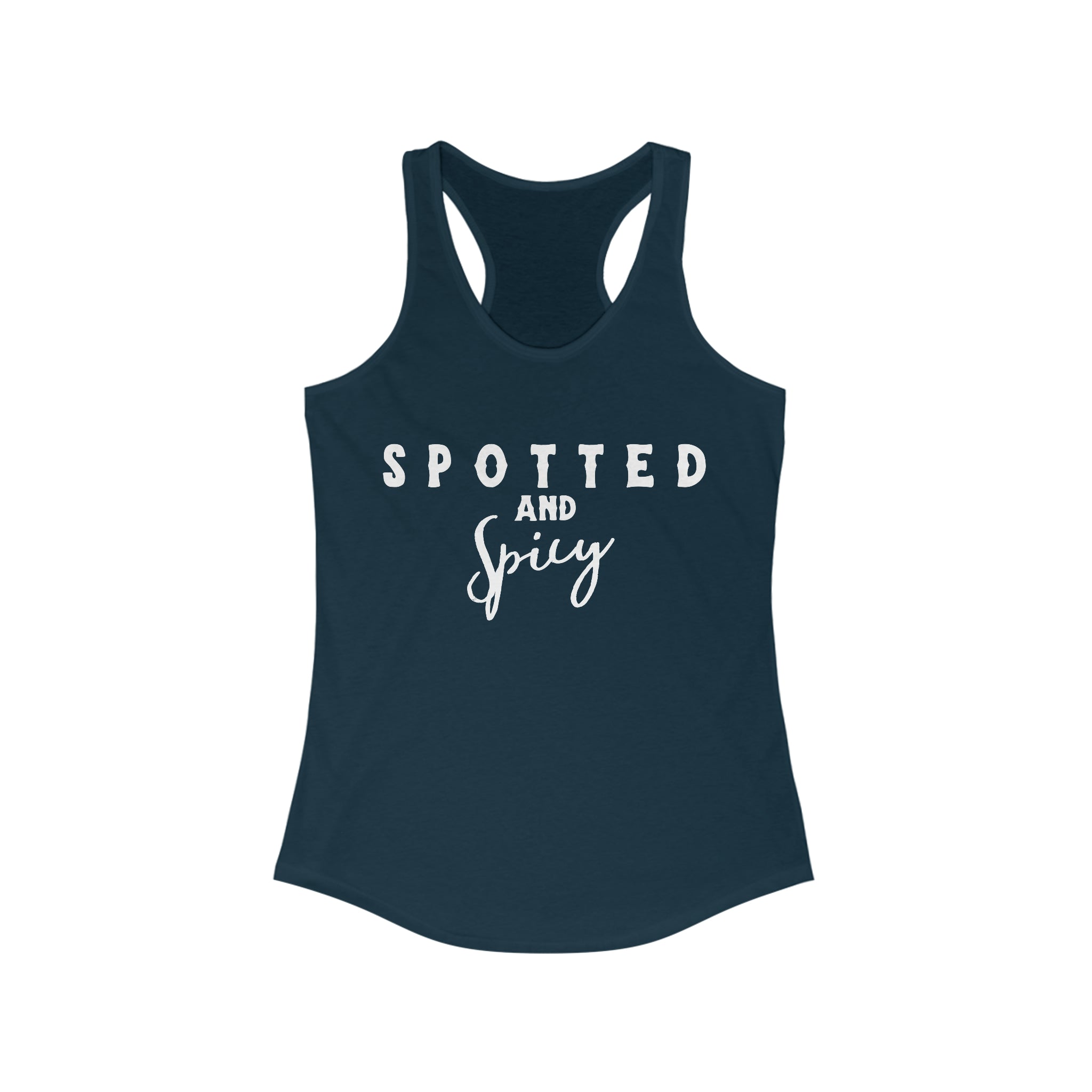 Spotted & Spicy Racerback Tank Horse Color Shirts Printify XS Solid Midnight Navy