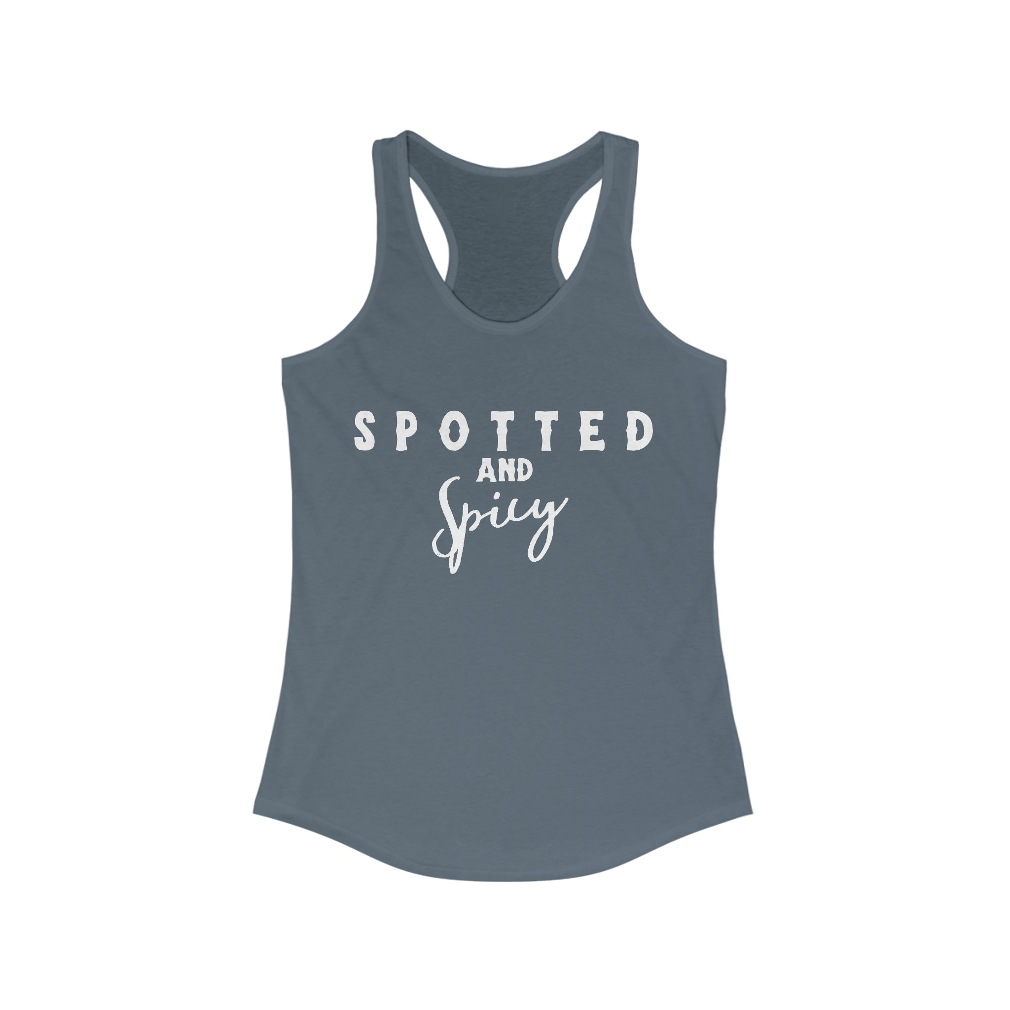 Spotted & Spicy Racerback Tank Horse Color Shirts Printify XS Solid Indigo