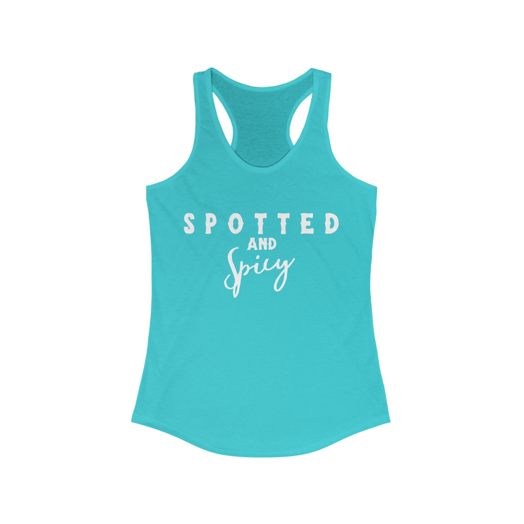Spotted & Spicy Racerback Tank Horse Color Shirts Printify XS Solid Tahiti Blue