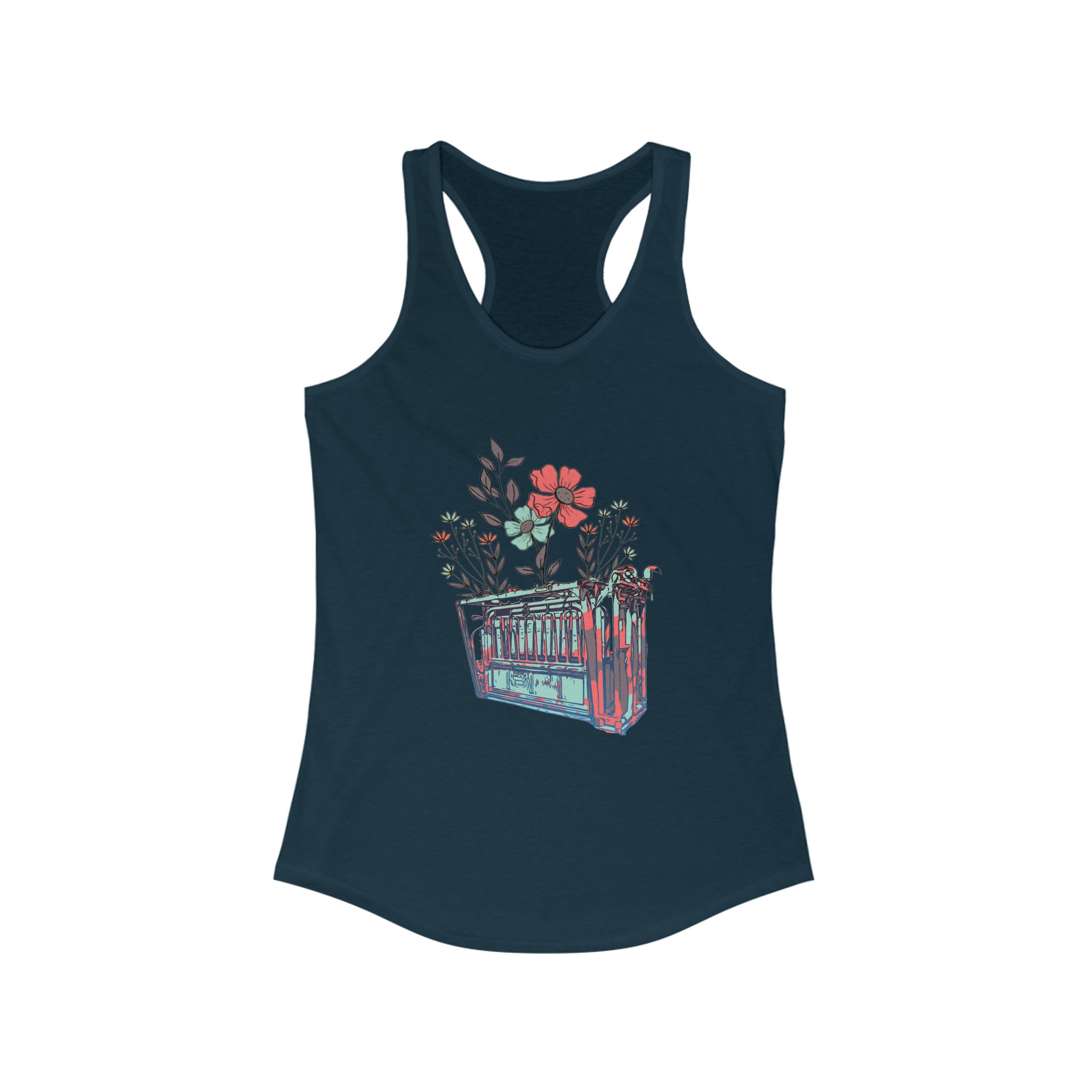 Flower Chute Racerback Tank tcc graphic tee Printify XS Solid Midnight Navy