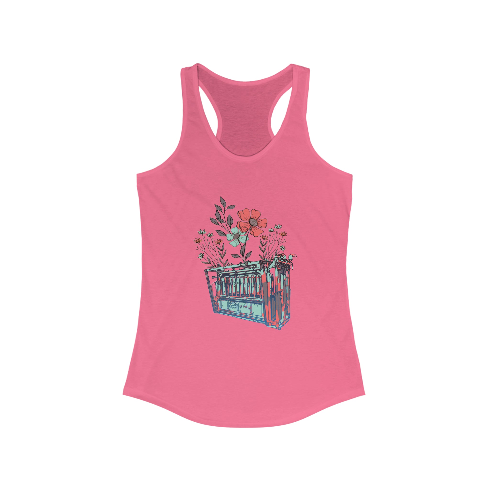 Flower Chute Racerback Tank tcc graphic tee Printify XS Solid Hot Pink