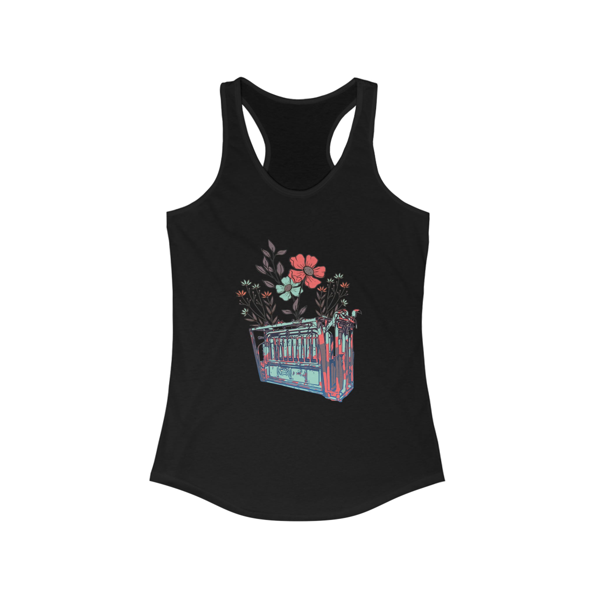 Flower Chute Racerback Tank tcc graphic tee Printify XS Solid Black