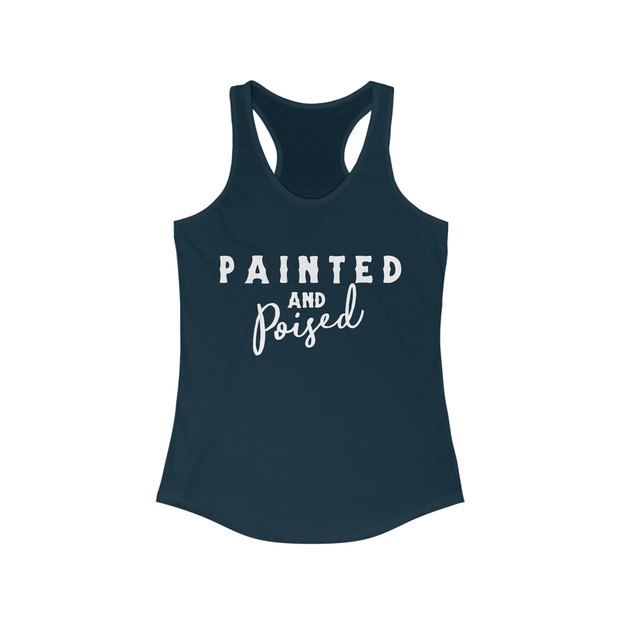 Painted & Poised Racerback Tank Horse Color Shirts Printify XS Solid Midnight Navy