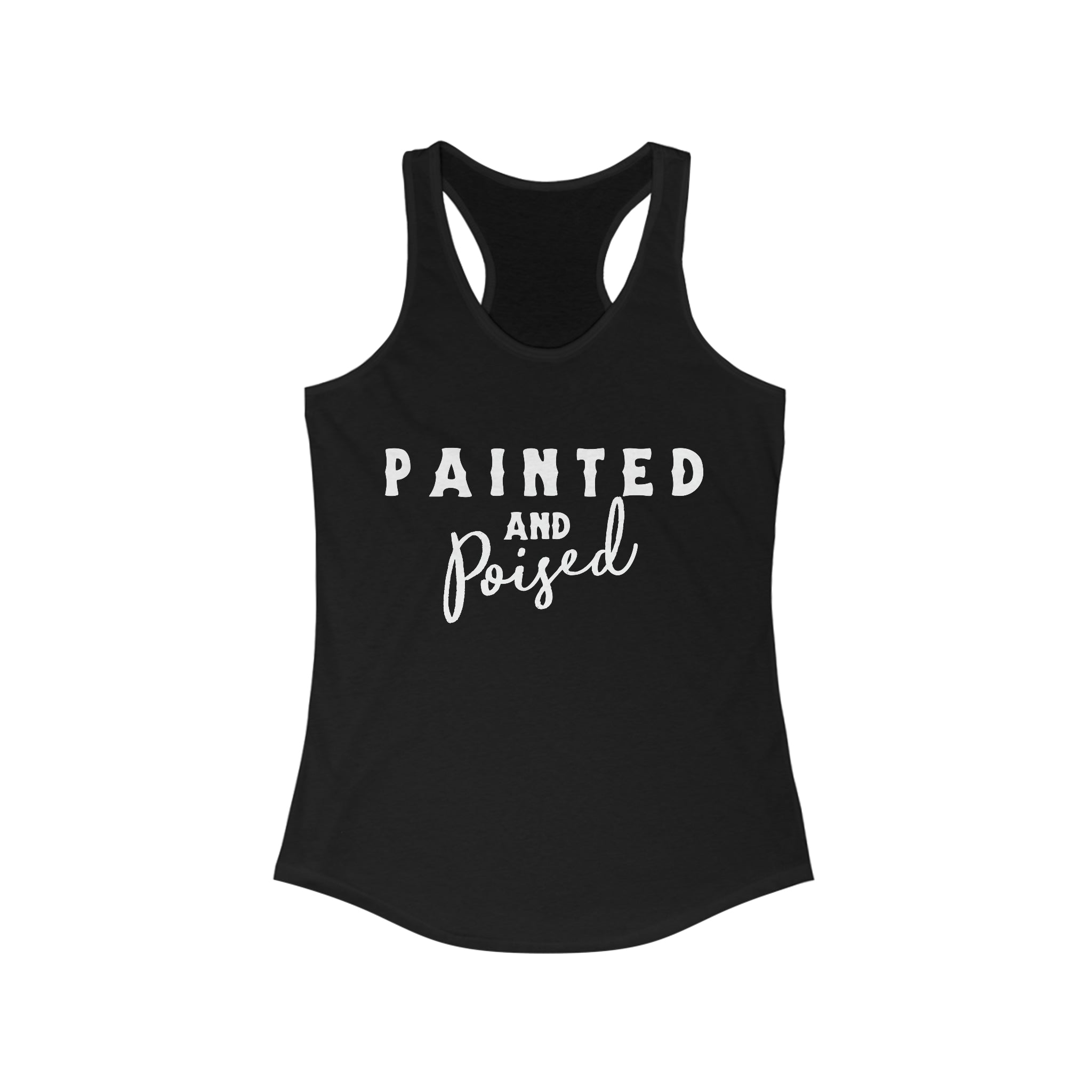 Painted & Poised Racerback Tank Horse Color Shirts Printify XS Solid Black