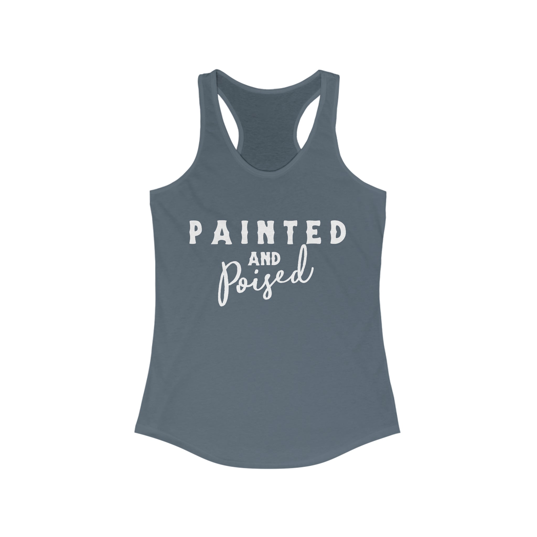 Painted & Poised Racerback Tank Horse Color Shirts Printify XS Solid Indigo