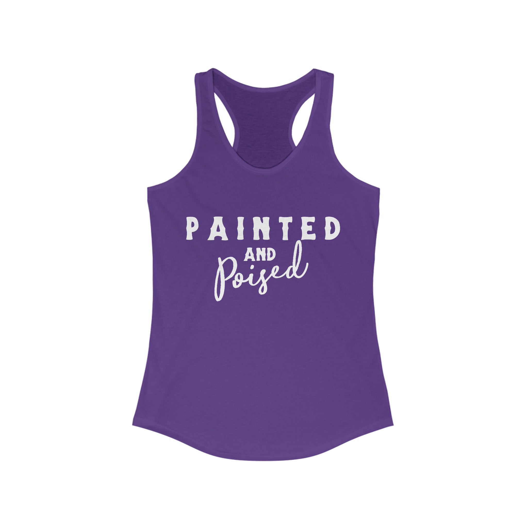 Painted & Poised Racerback Tank Horse Color Shirts Printify XS Solid Purple Rush