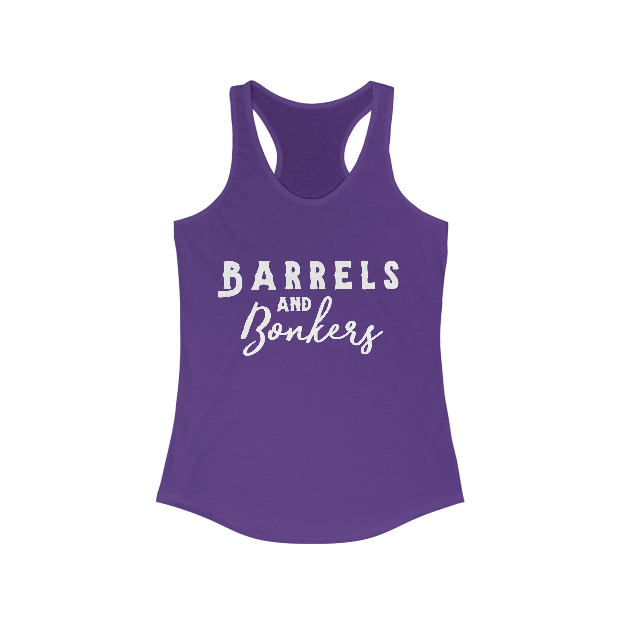 Barrels & Bonkers Racerback Tank Horse Riding Discipline Tee Printify XS Solid Purple Rush