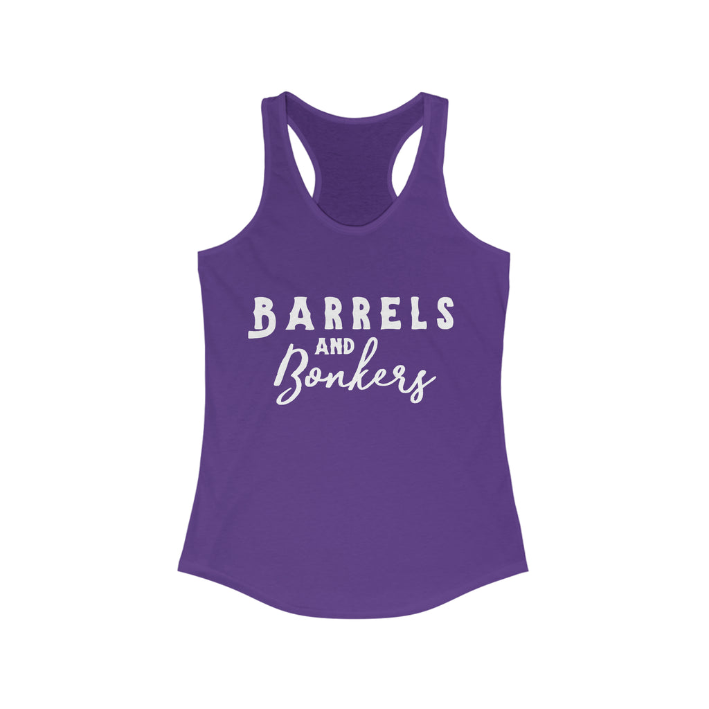 Barrels & Bonkers Racerback Tank Horse Riding Discipline Tee Printify XS Solid Purple Rush 