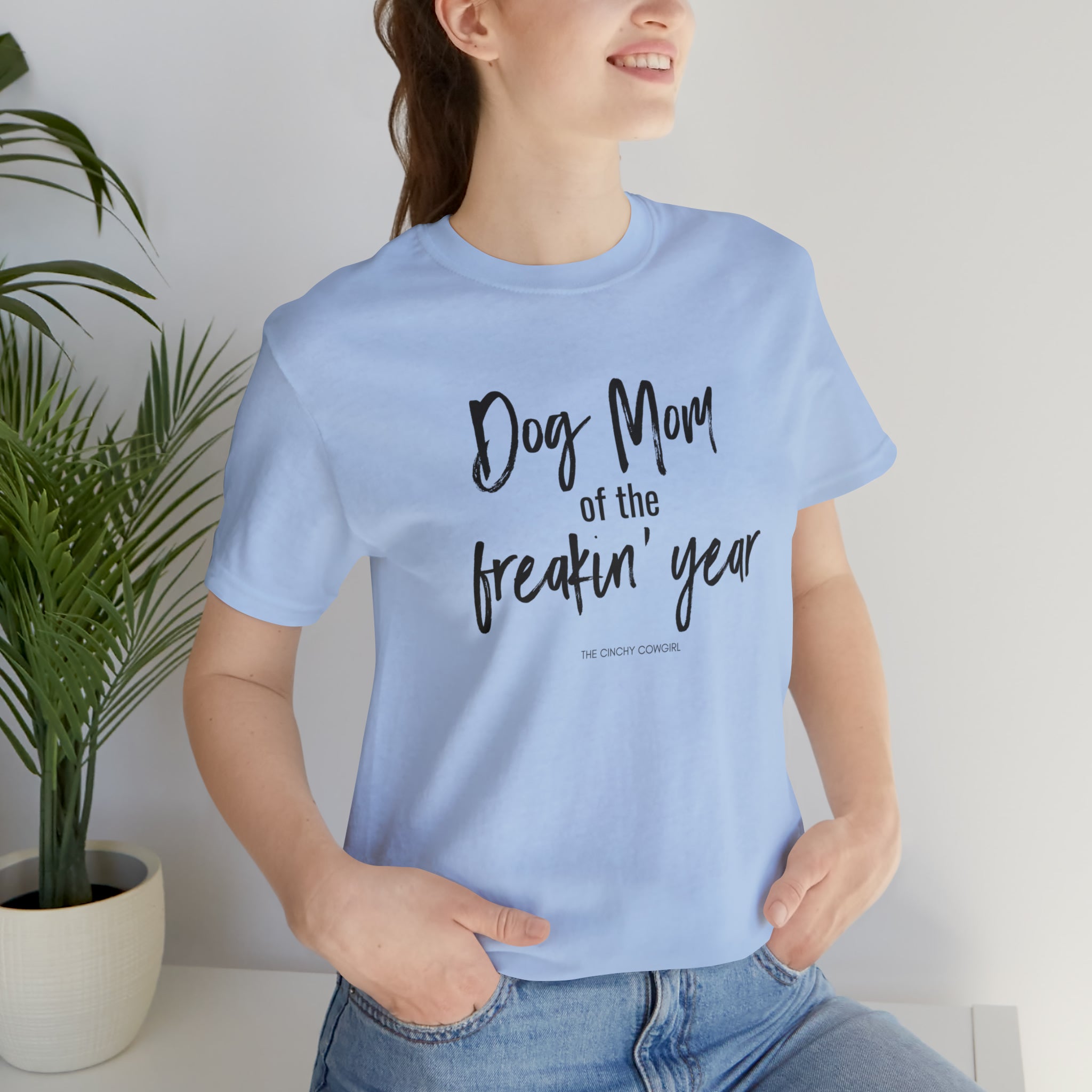 Dog Mom of the Freakin' Year Short Sleeve Tee tcc graphic tee Printify Baby Blue XS