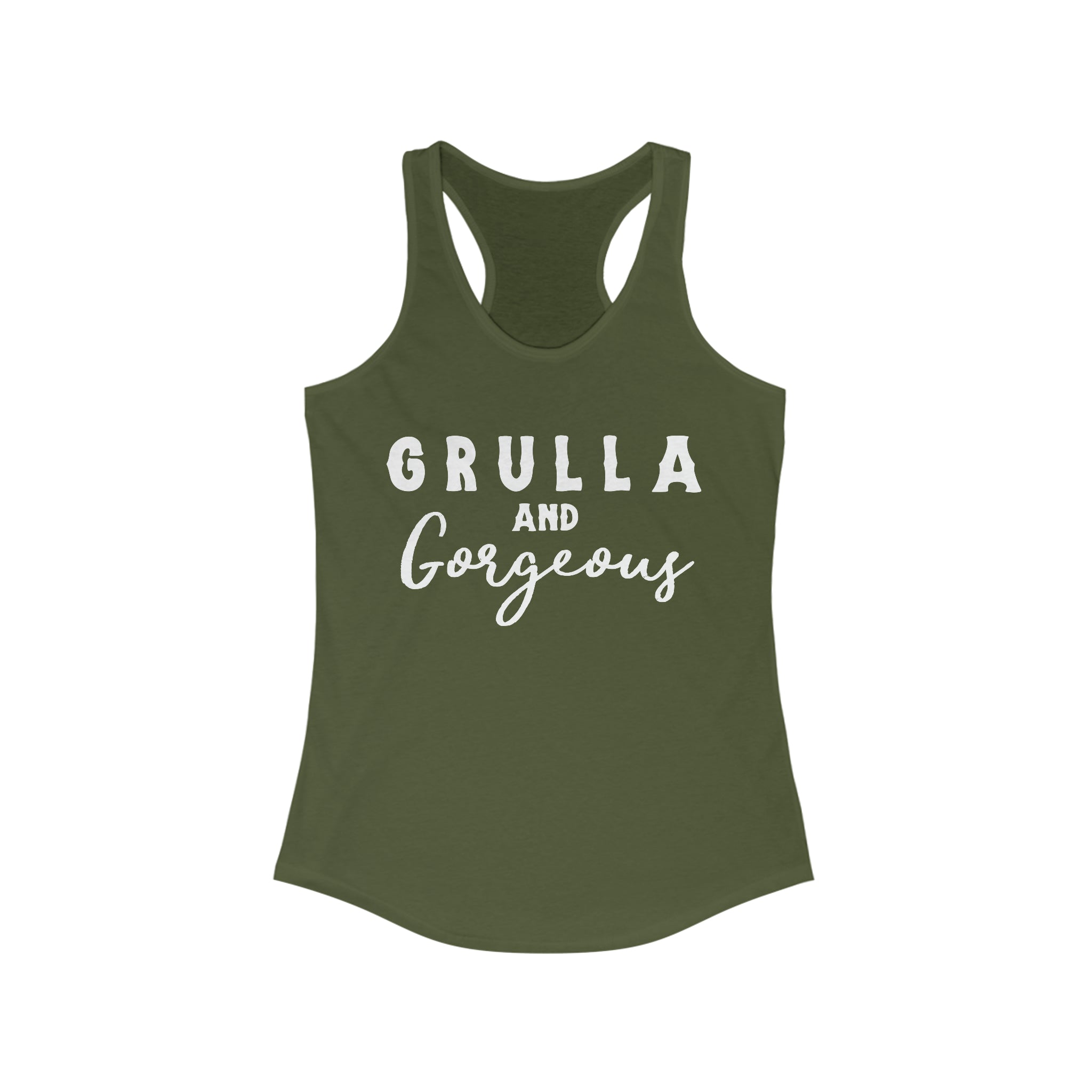 Grulla & Gorgeous Racerback Tank Horse Color Shirts Printify XS Solid Military Green
