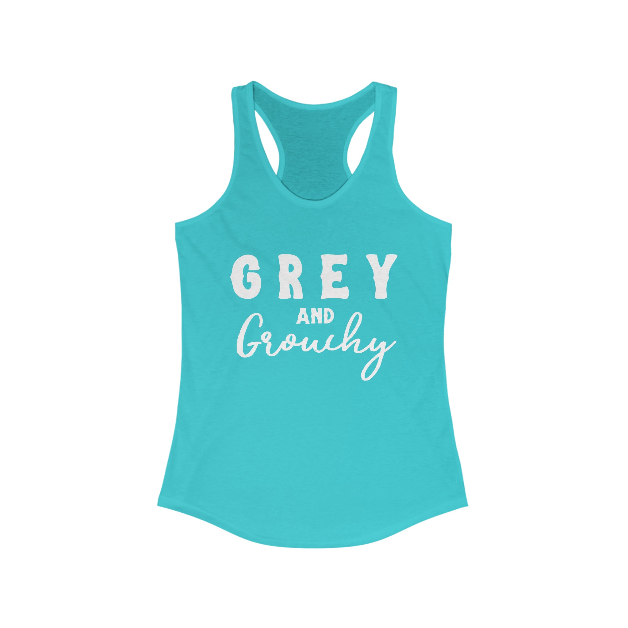 Grey & Grouchy Racerback Tank Horse Color Shirts Printify XS Solid Tahiti Blue