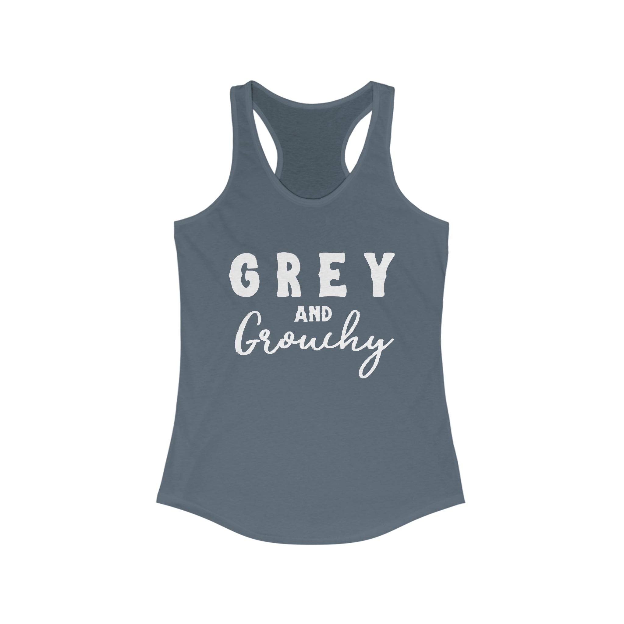 Grey & Grouchy Racerback Tank Horse Color Shirts Printify XS Solid Indigo