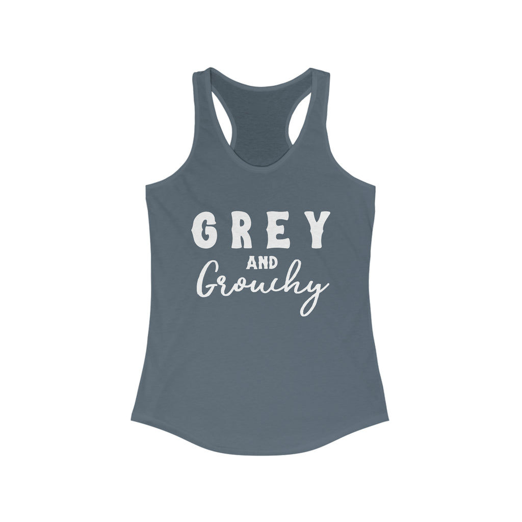 Grey & Grouchy Racerback Tank Horse Color Shirts Printify XS Solid Indigo 