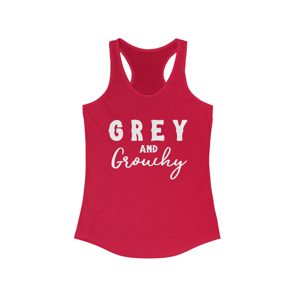 Grey & Grouchy Racerback Tank Horse Color Shirts Printify S Solid Red 
