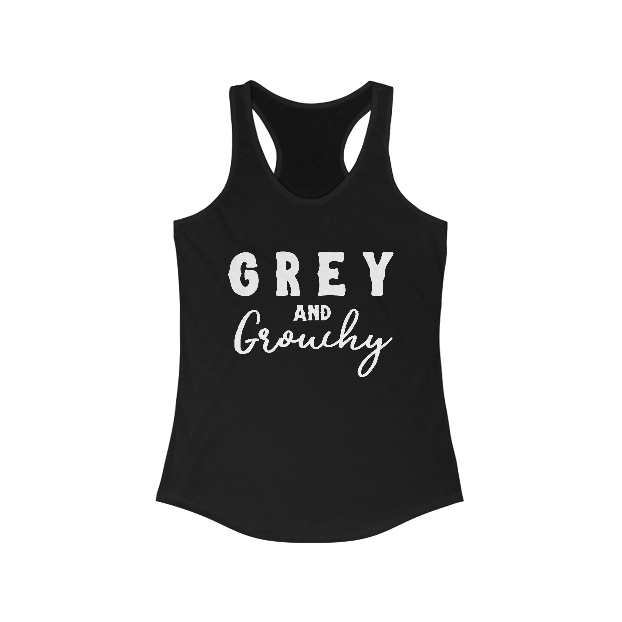 Grey & Grouchy Racerback Tank Horse Color Shirts Printify XS Solid Black