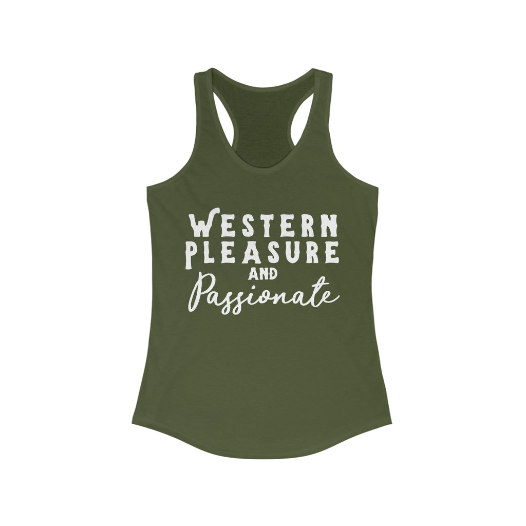 Western Pleasure & Passionate Racerback Tank Horse Riding Discipline Tee Printify XS Solid Military Green 
