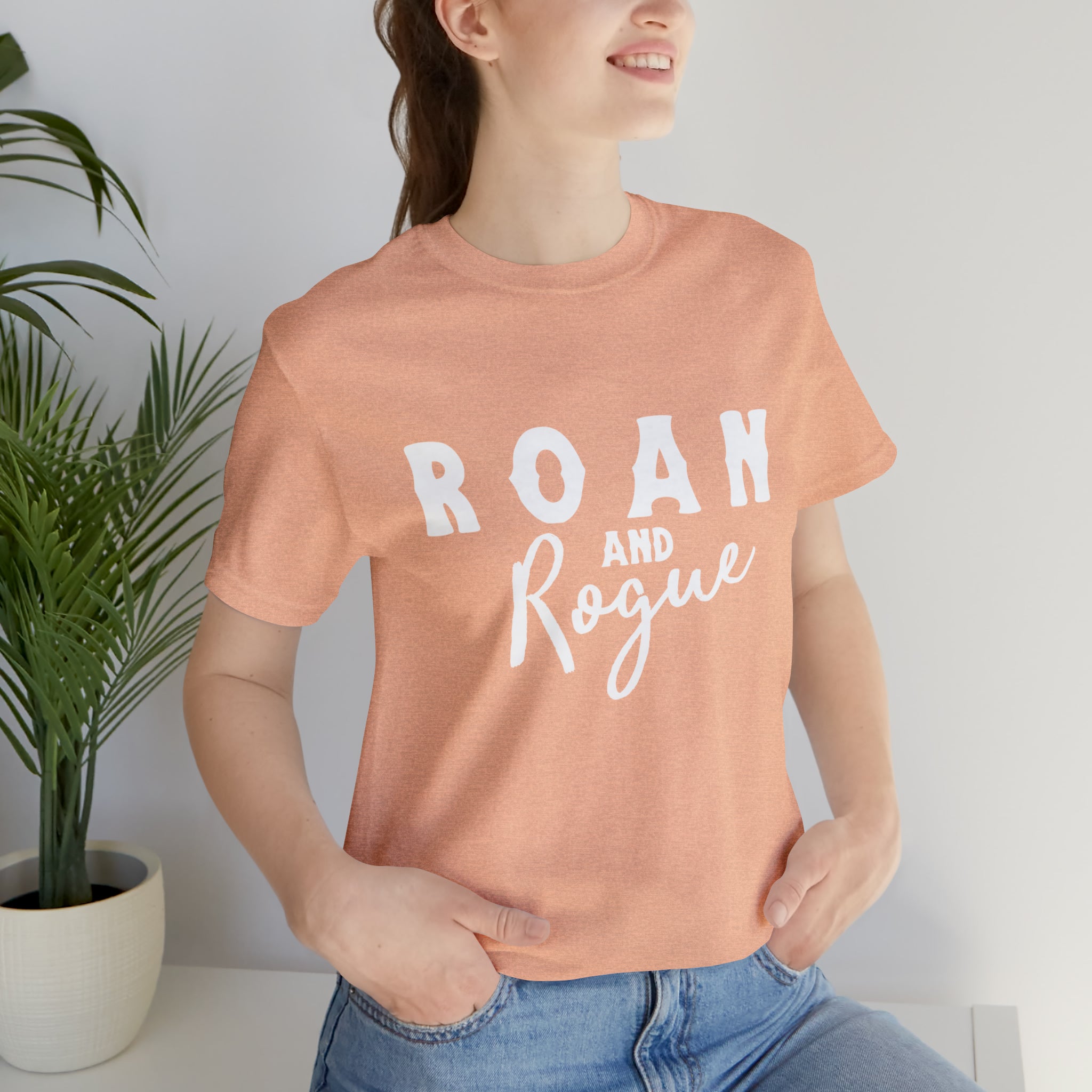 Roan & Rogue Short Sleeve Tee Horse Color Shirt Printify Heather Peach XS