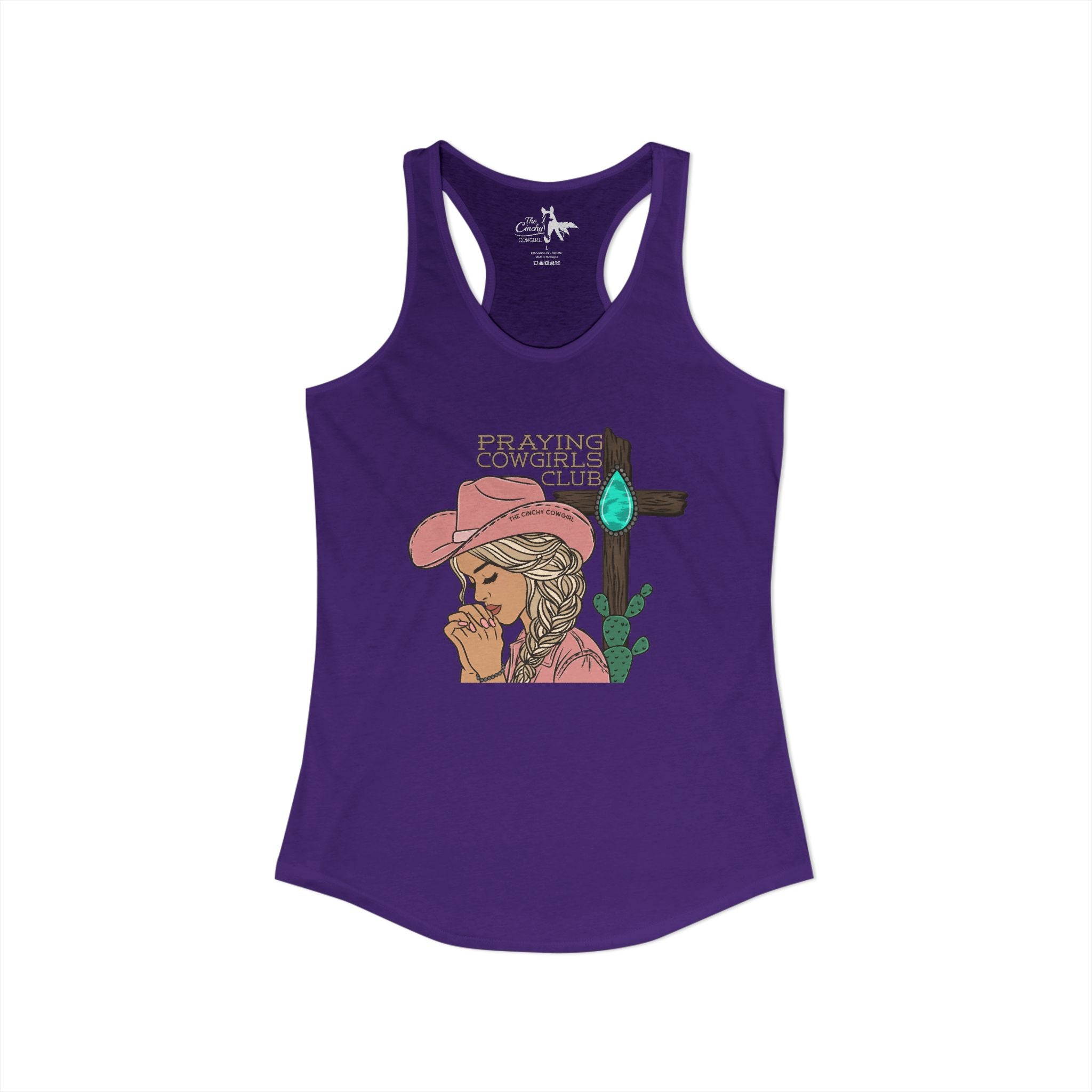 Praying Cowgirls Club Tank Top Tank Top The Cinchy Cowgirl - Print XS Solid Purple Rush