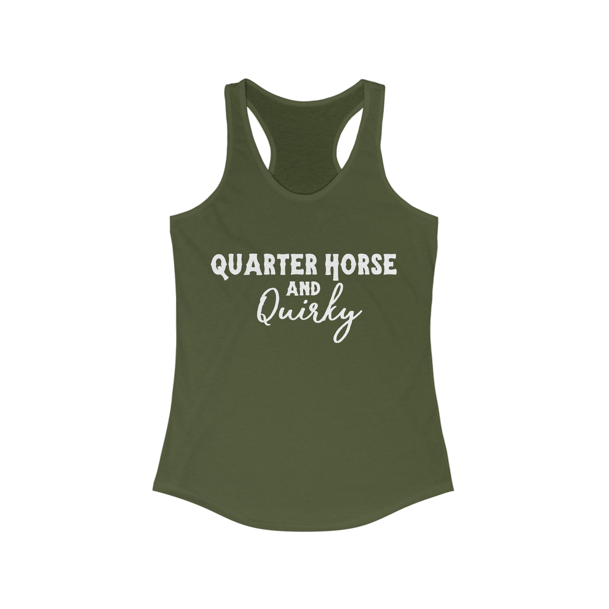 Quarter Horse & Quirky Racerback Tank Horse Color Shirts Printify XS Solid Military Green