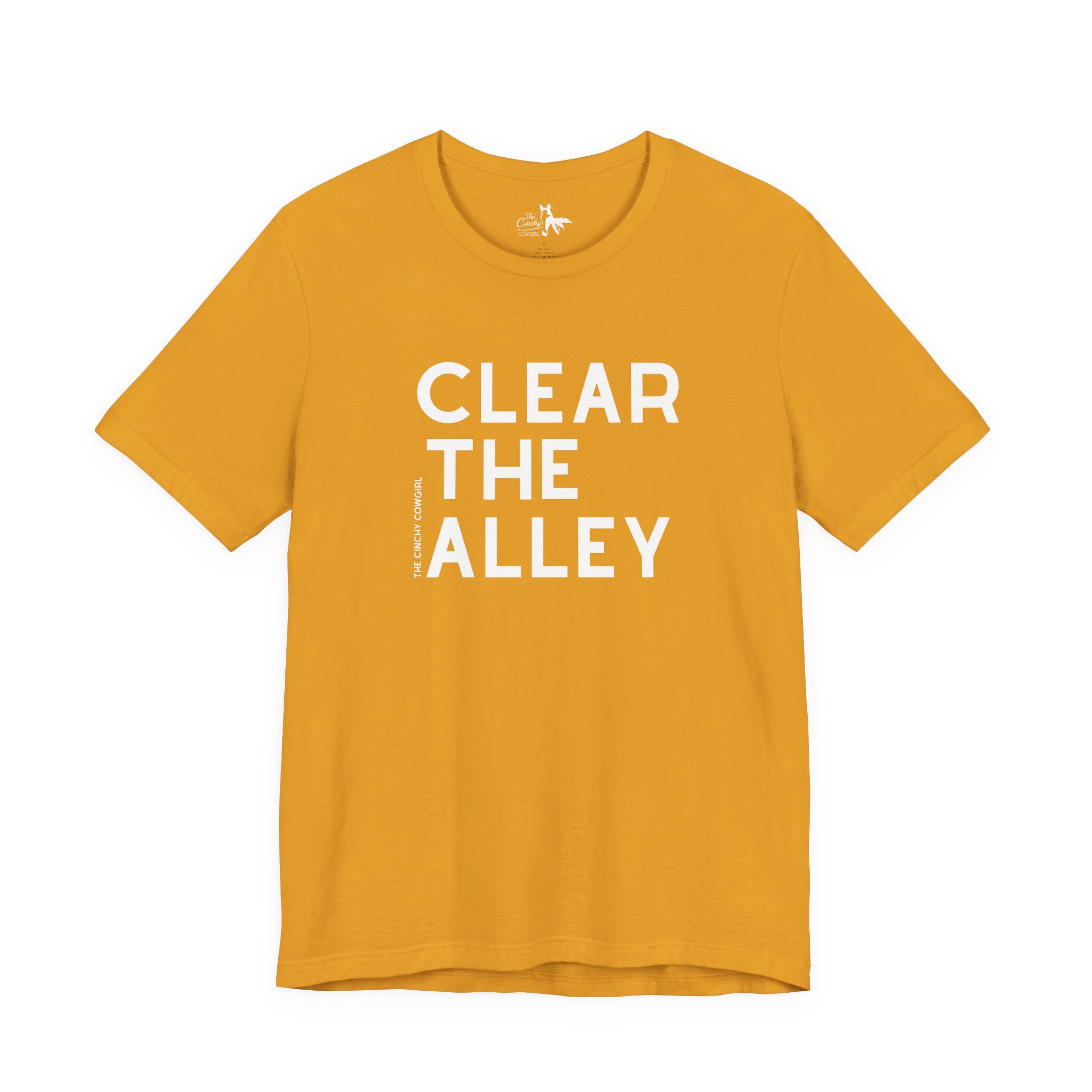 Clear The Alley Short Sleeve Tee Graphic Tee The Cinchy Cowgirl - Print Mustard XS