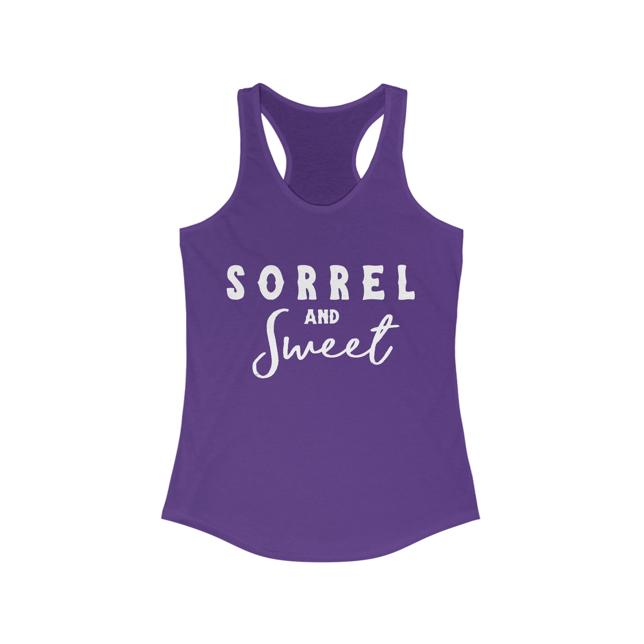 Sorrel & Sweet Racerback Tank Horse Color Shirts Printify XS Solid Purple Rush