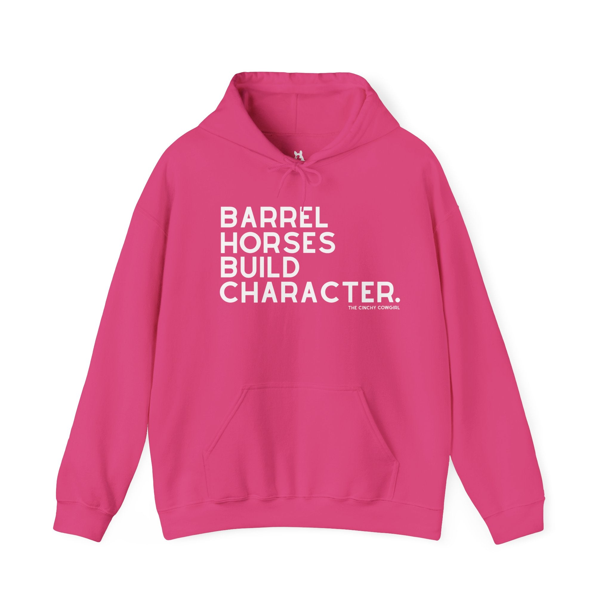 Barrel Horses Build Character Hoodie Graphic Hoodie The Cinchy Cowgirl - Print Heliconia S